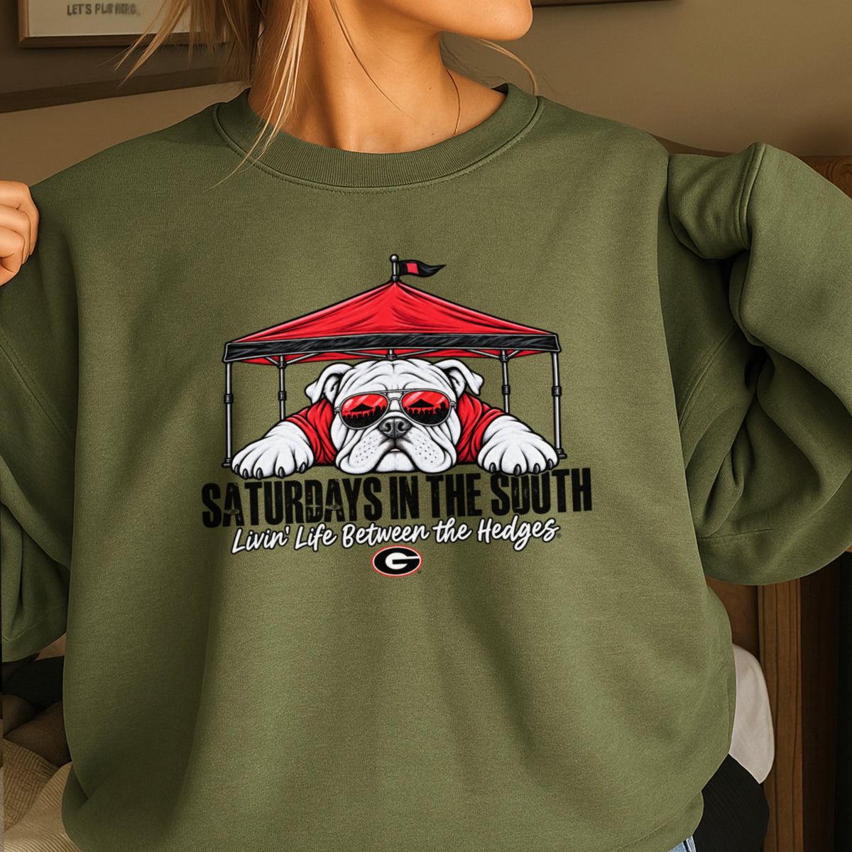 Saturdays In The South Red & Black  Crewneck Sweatshirt