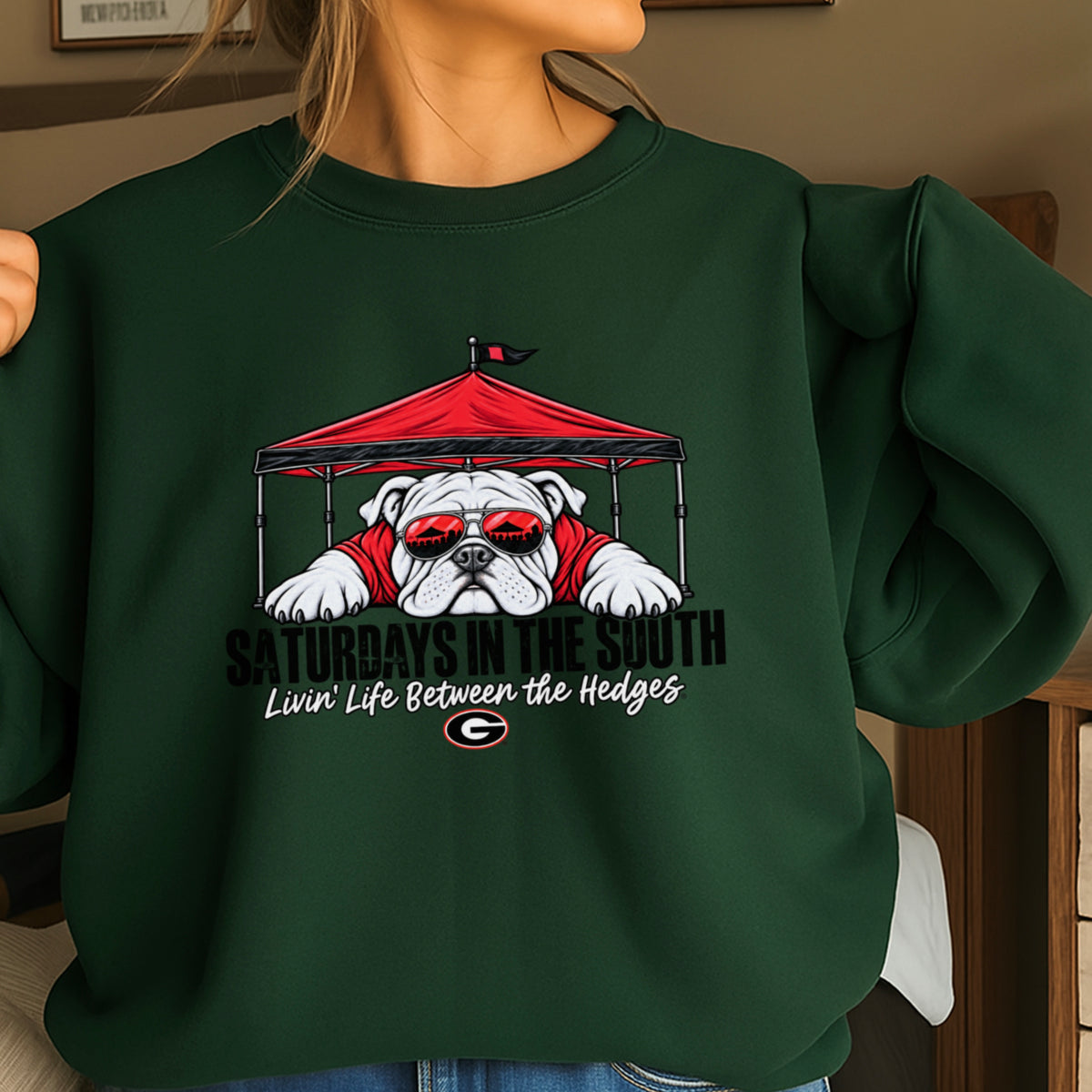 Saturdays In The South Red & Black  Crewneck Sweatshirt