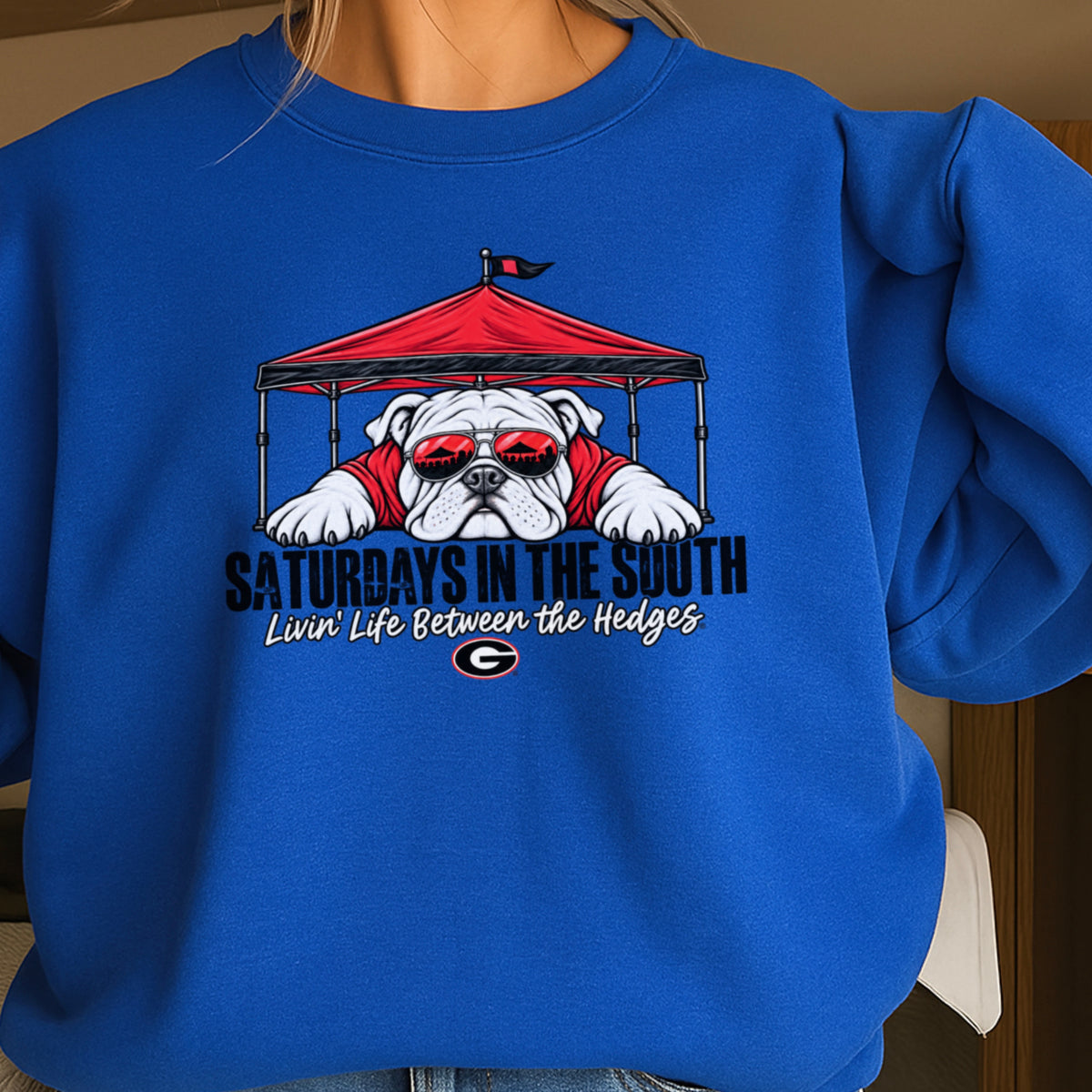 Saturdays In The South Red & Black  Crewneck Sweatshirt