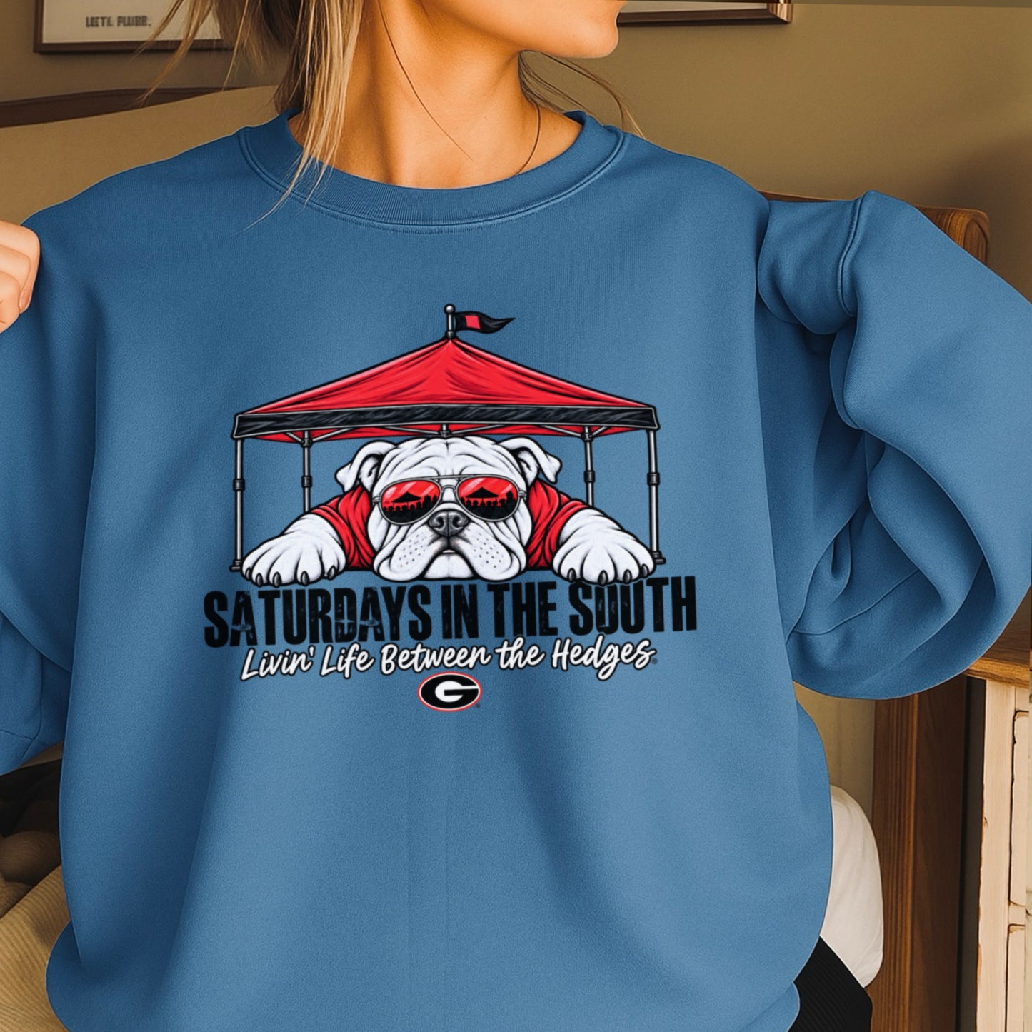 Saturdays In The South Red & Black  Crewneck Sweatshirt