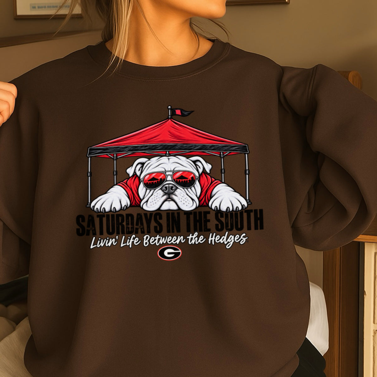 Saturdays In The South Red & Black  Crewneck Sweatshirt