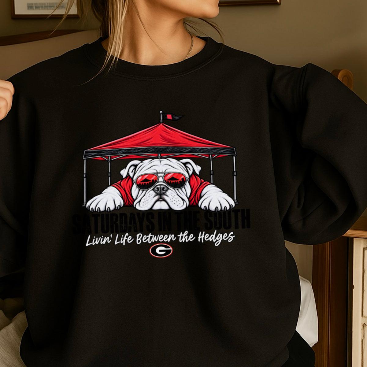 Saturdays In The South Red & Black  Crewneck Sweatshirt