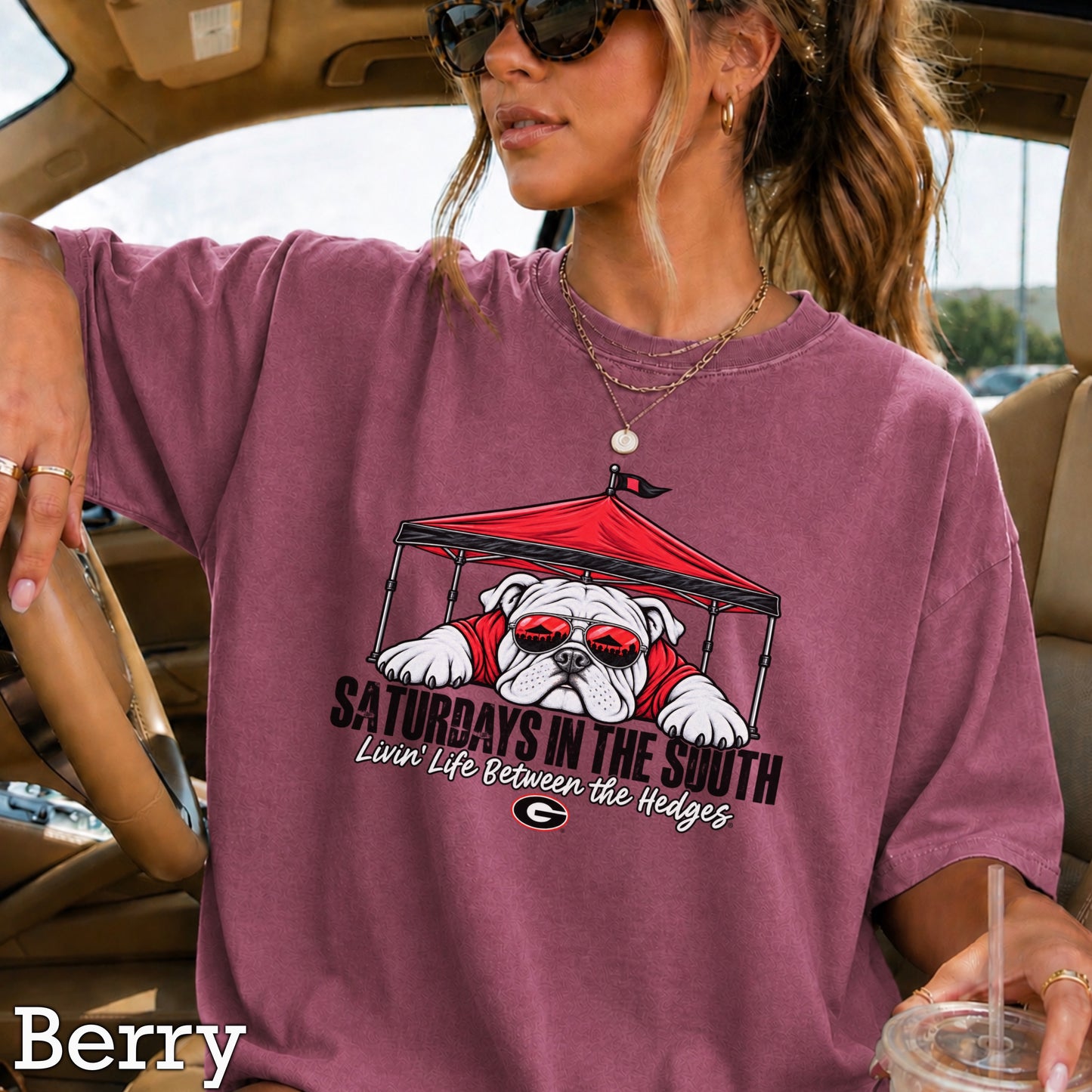 Saturdays In The South Red & Black Comfort Color Graphic Tee