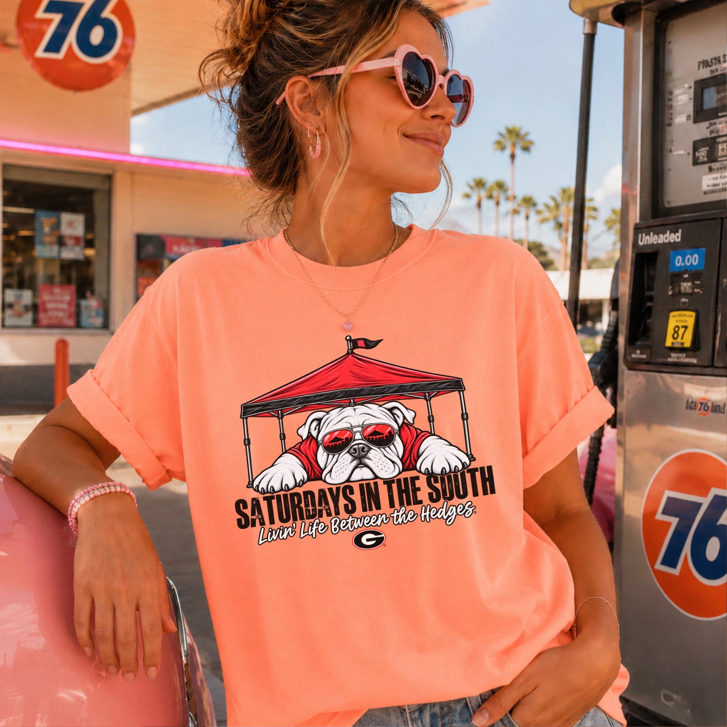 Saturdays In The South Red & Black Comfort Color Graphic Tee