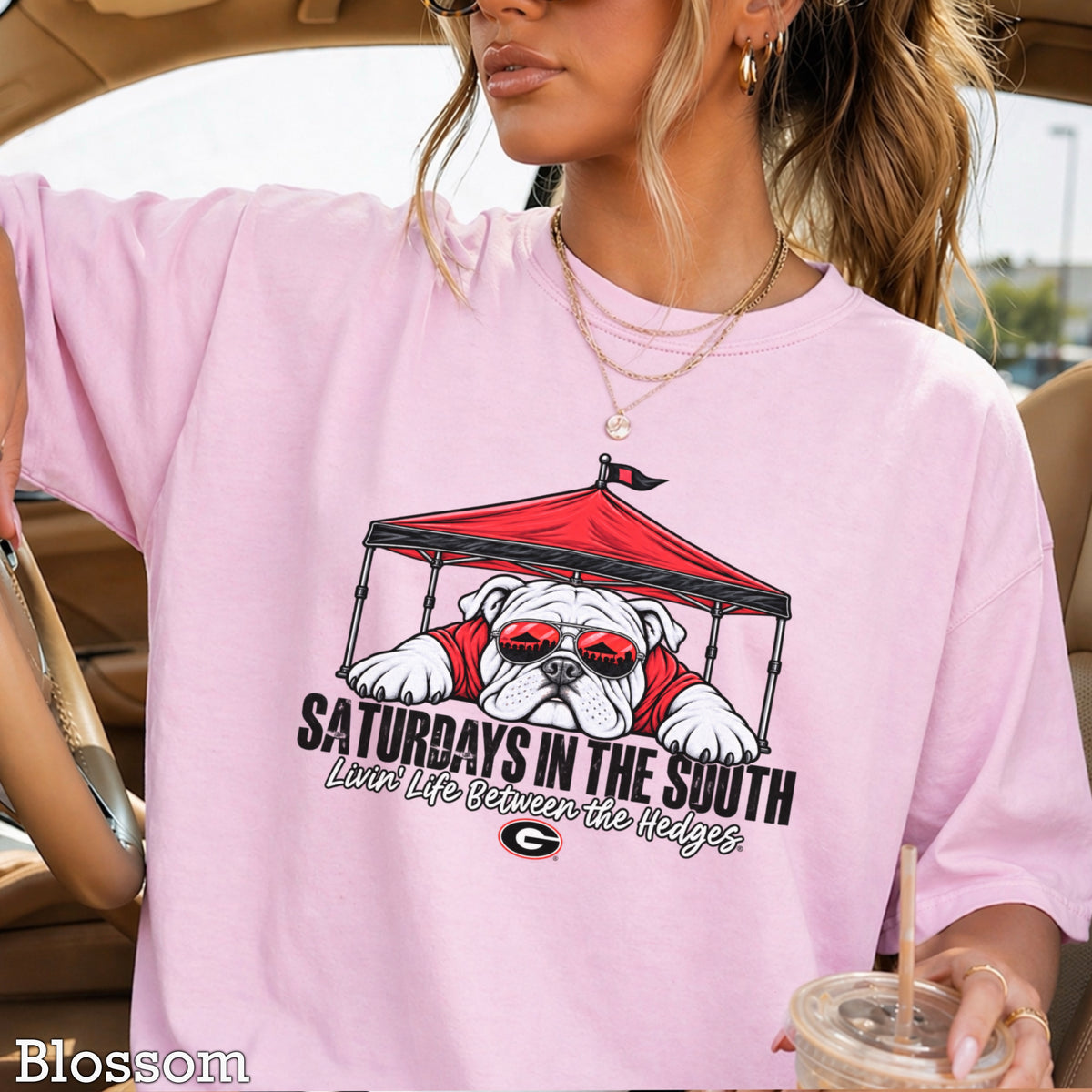 Saturdays In The South Red & Black Comfort Color Graphic Tee