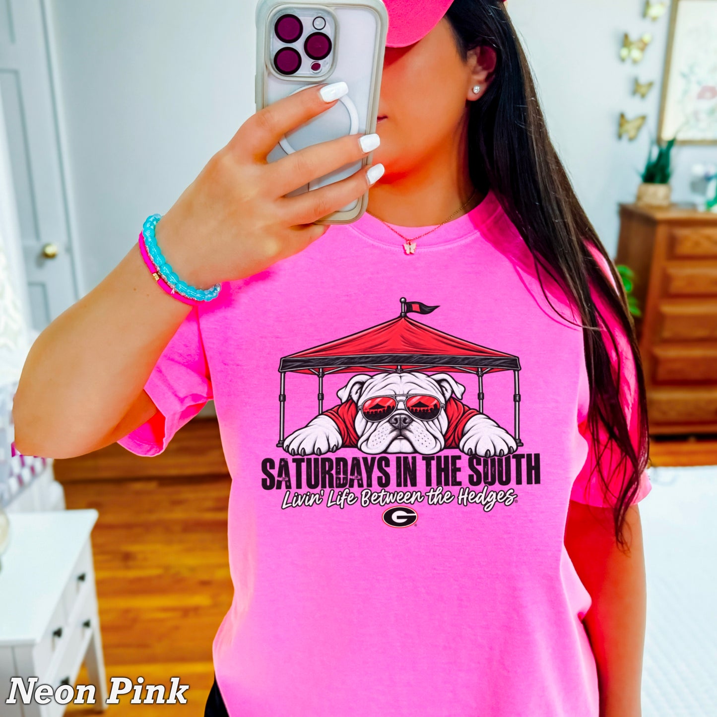 Saturdays In The South Red & Black Comfort Color Graphic Tee