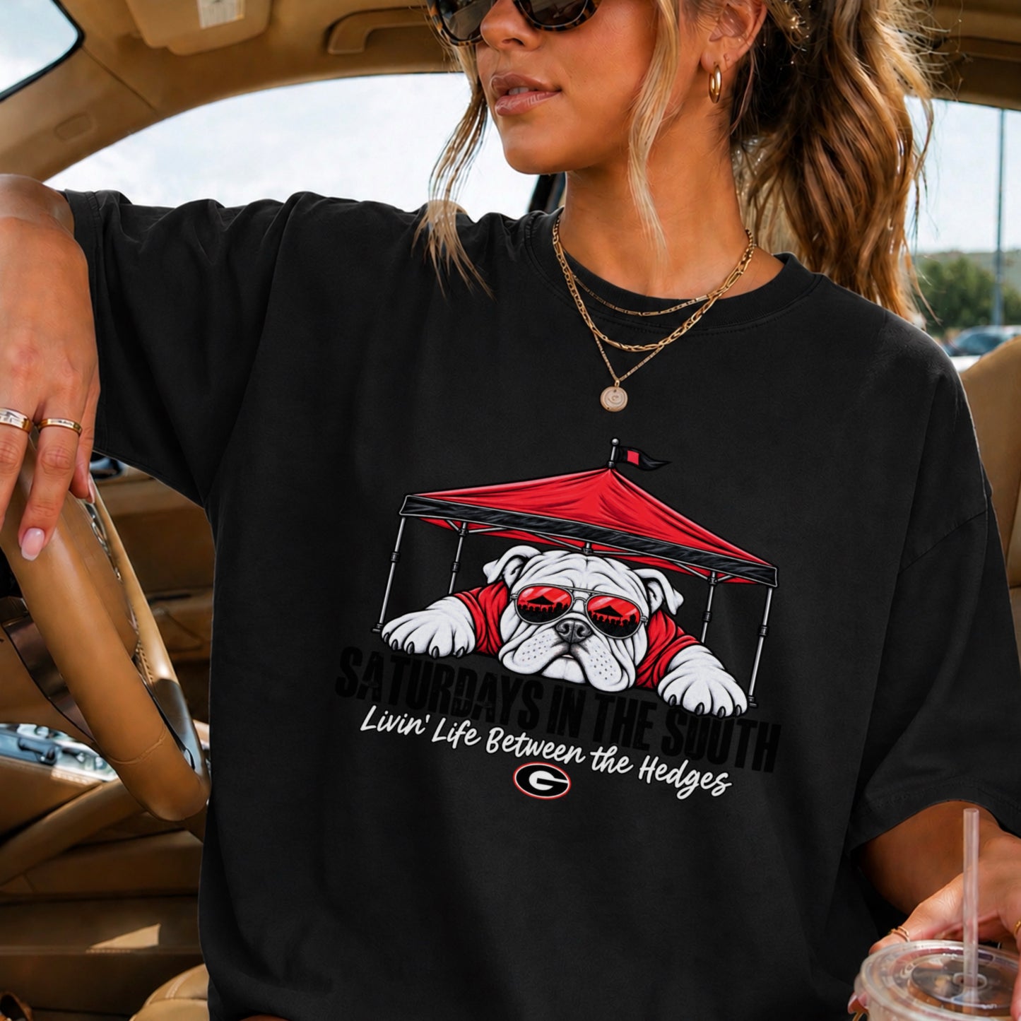 Saturdays In The South Red & Black Comfort Color Graphic Tee