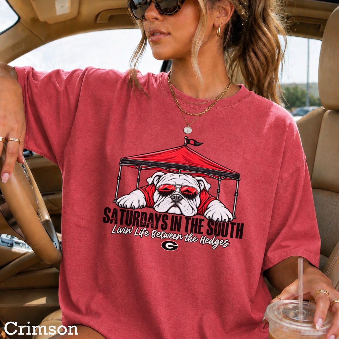 Saturdays In The South Red & Black Comfort Color Graphic Tee