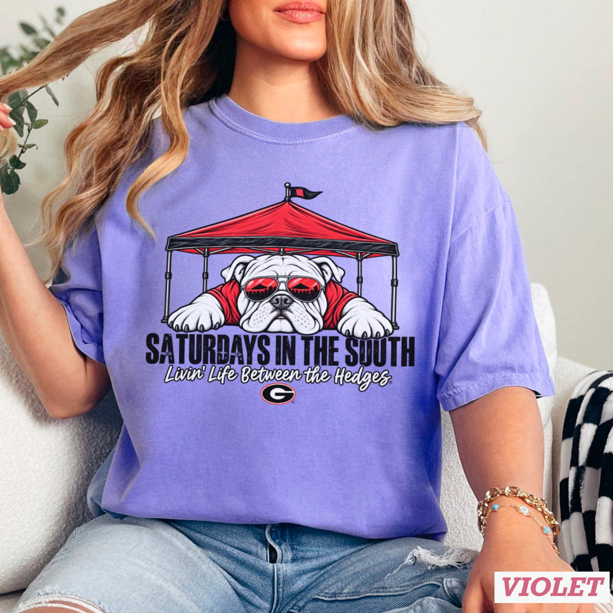 Saturdays In The South Red & Black Comfort Color Graphic Tee
