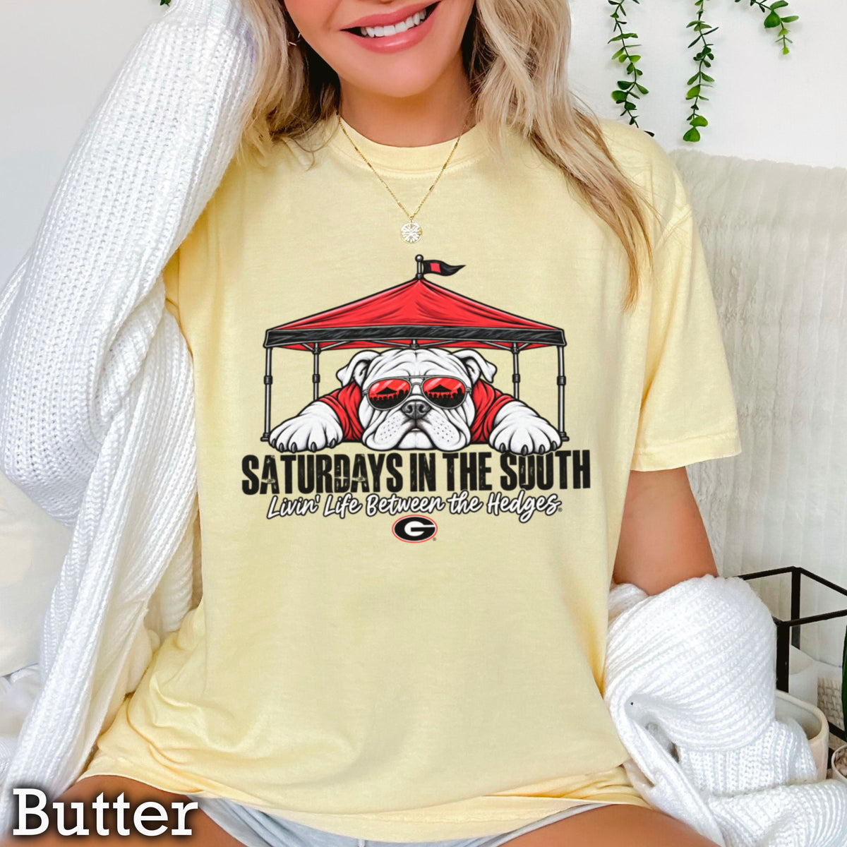 Saturdays In The South Red & Black Comfort Color Graphic Tee
