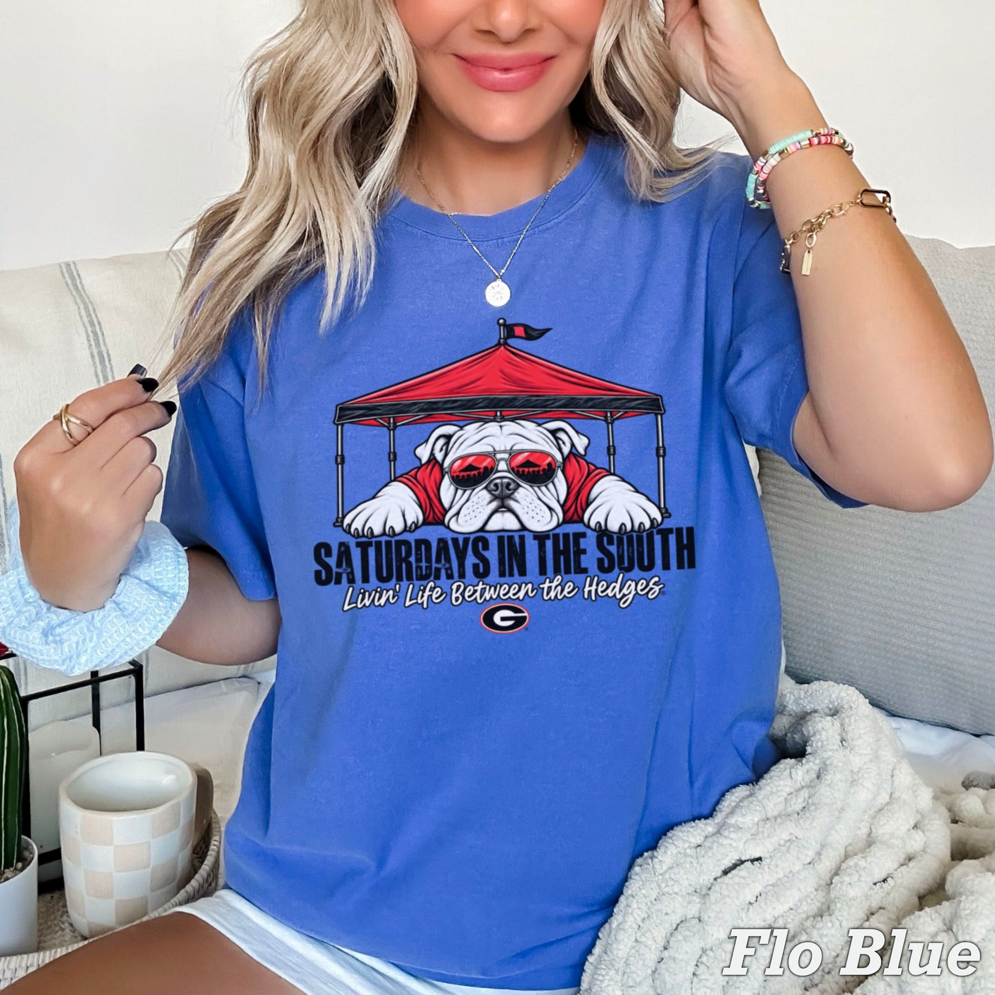 Saturdays In The South Red & Black Comfort Color Graphic Tee
