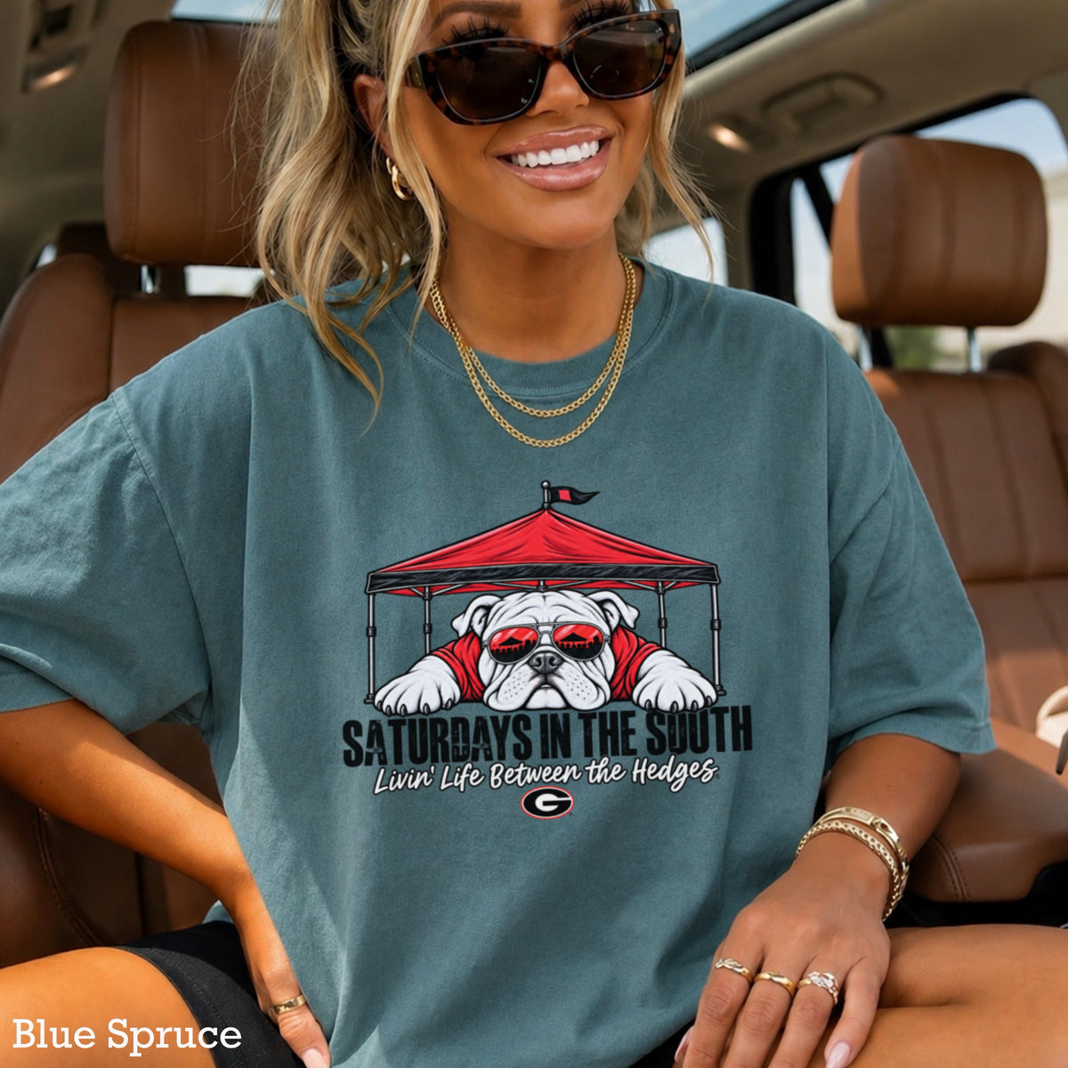 Saturdays In The South Red & Black Comfort Color Graphic Tee