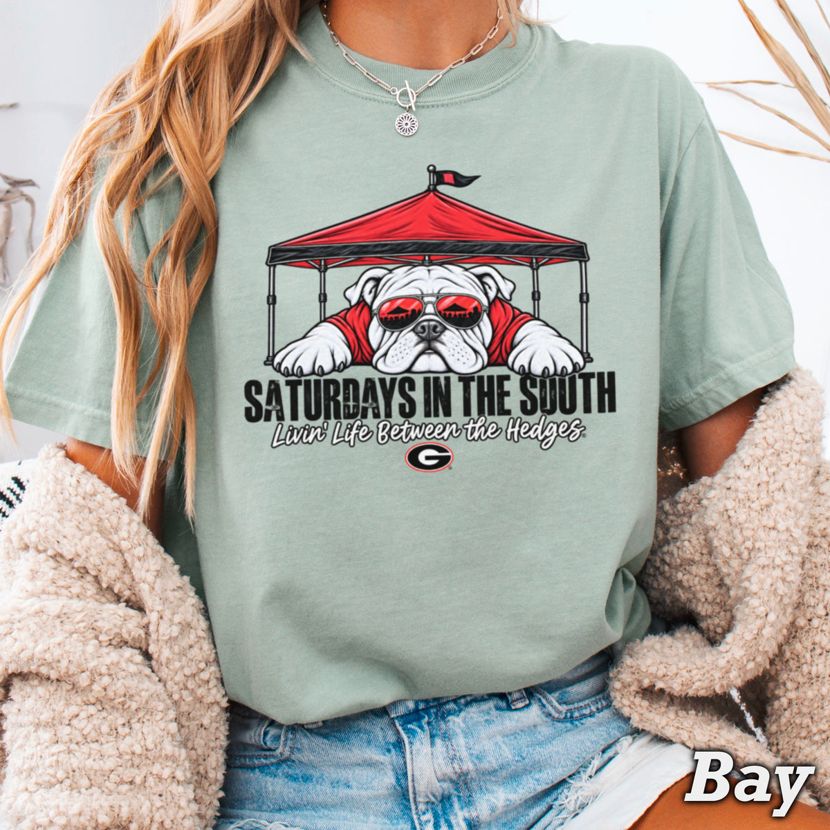 Saturdays In The South Red & Black Comfort Color Graphic Tee