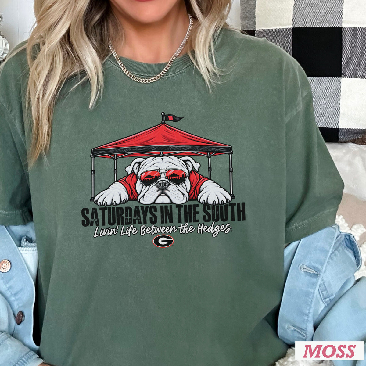 Saturdays In The South Red & Black Comfort Color Graphic Tee