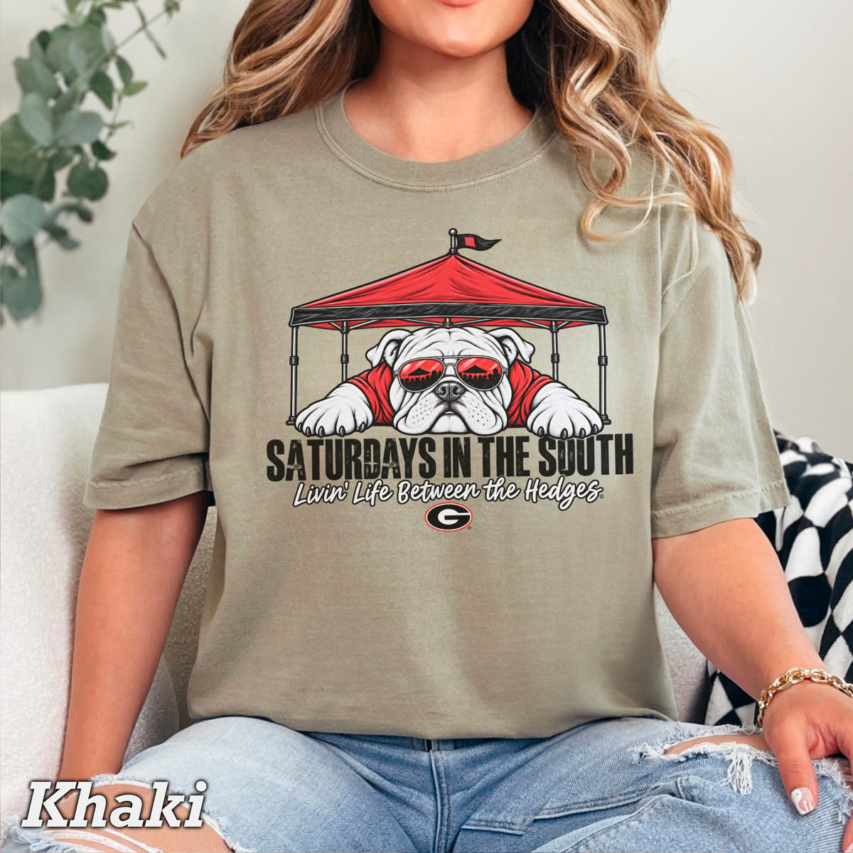 Saturdays In The South Red & Black Comfort Color Graphic Tee
