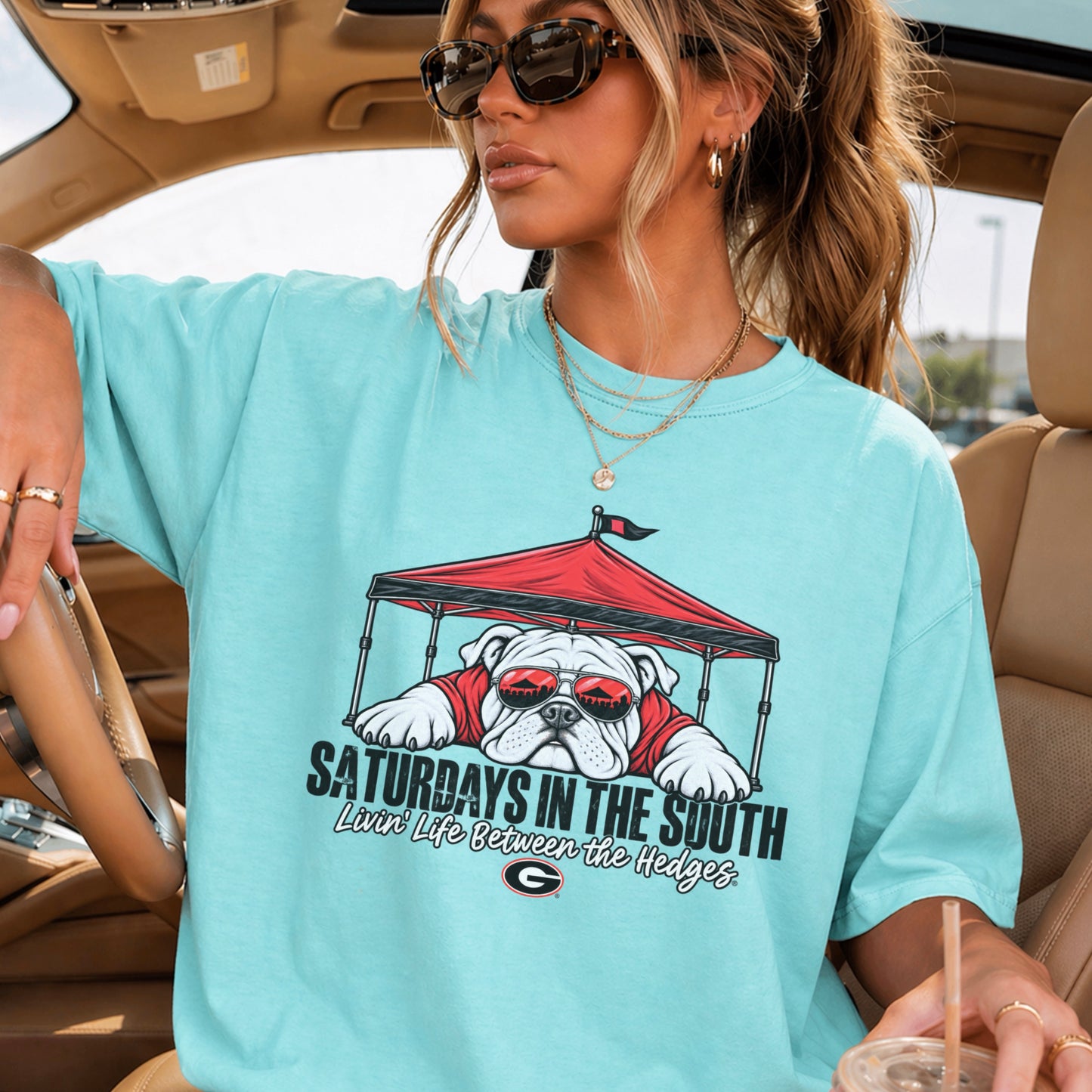 Saturdays In The South Red & Black Comfort Color Graphic Tee
