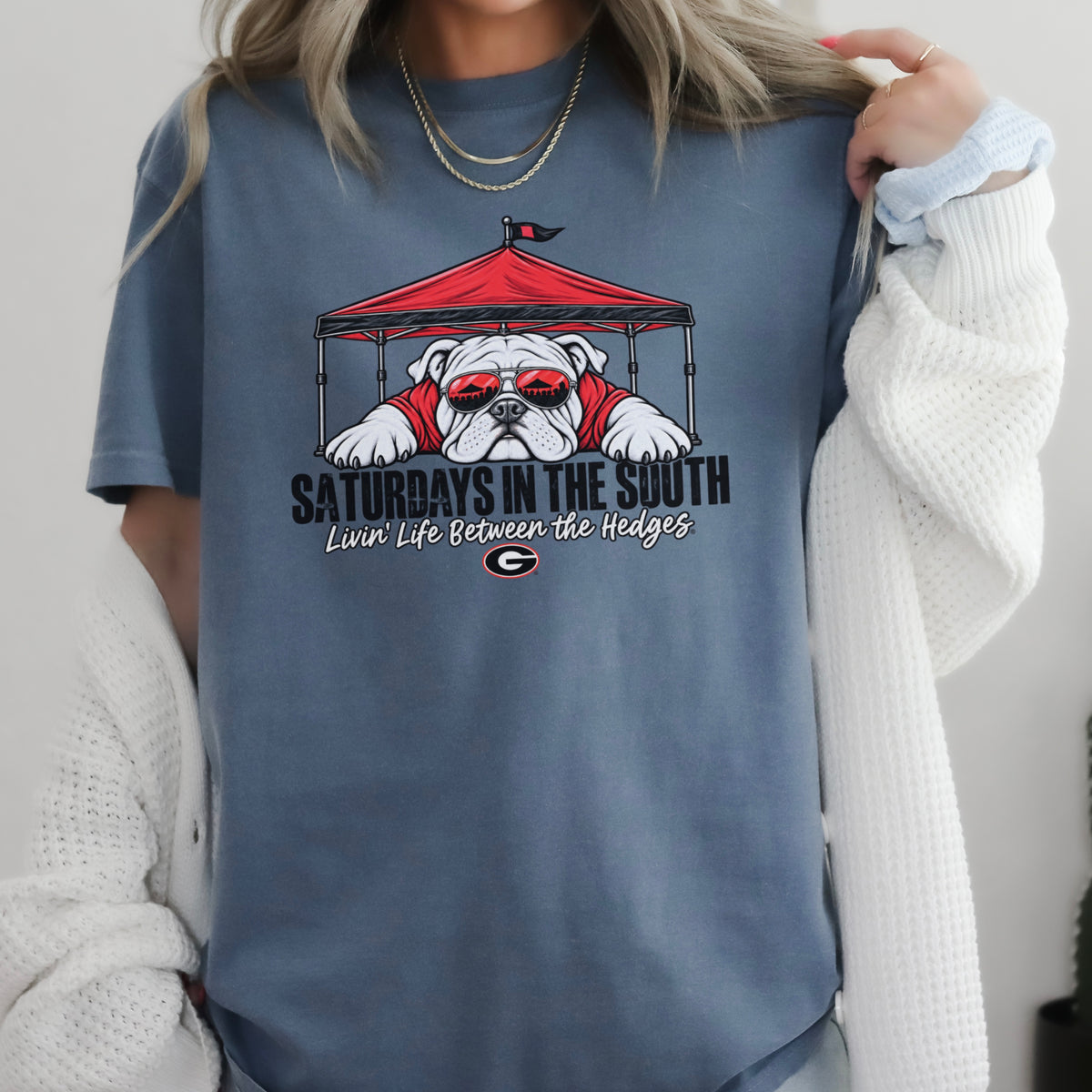 Saturdays In The South Red & Black Comfort Color Graphic Tee