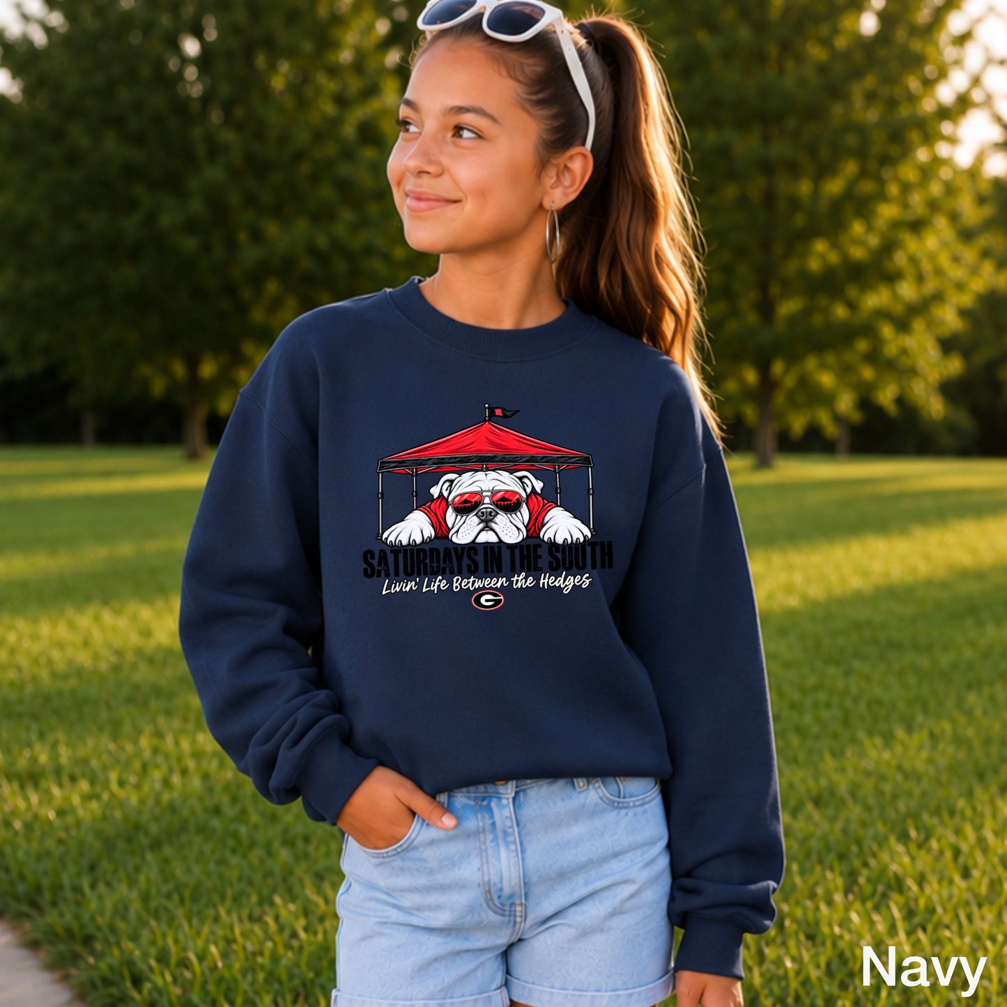 Saturdays In The South Red & Black Youth Crewneck Sweatshirt