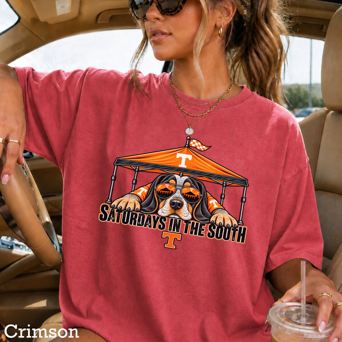 Saturdays In The South Orange & White Comfort Color Graphic Tee