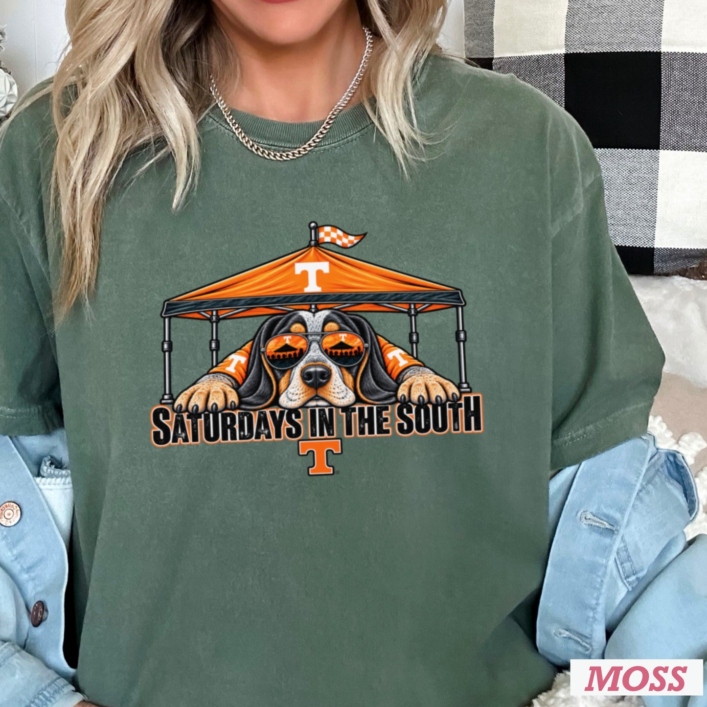 Saturdays In The South Orange & White Comfort Color Graphic Tee