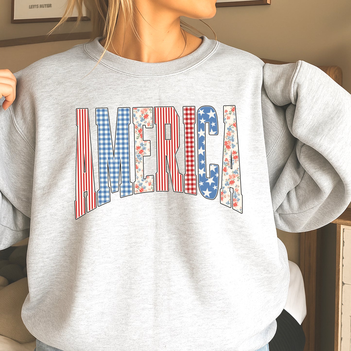 America Cottage Core Crewneck Sweatshirt
