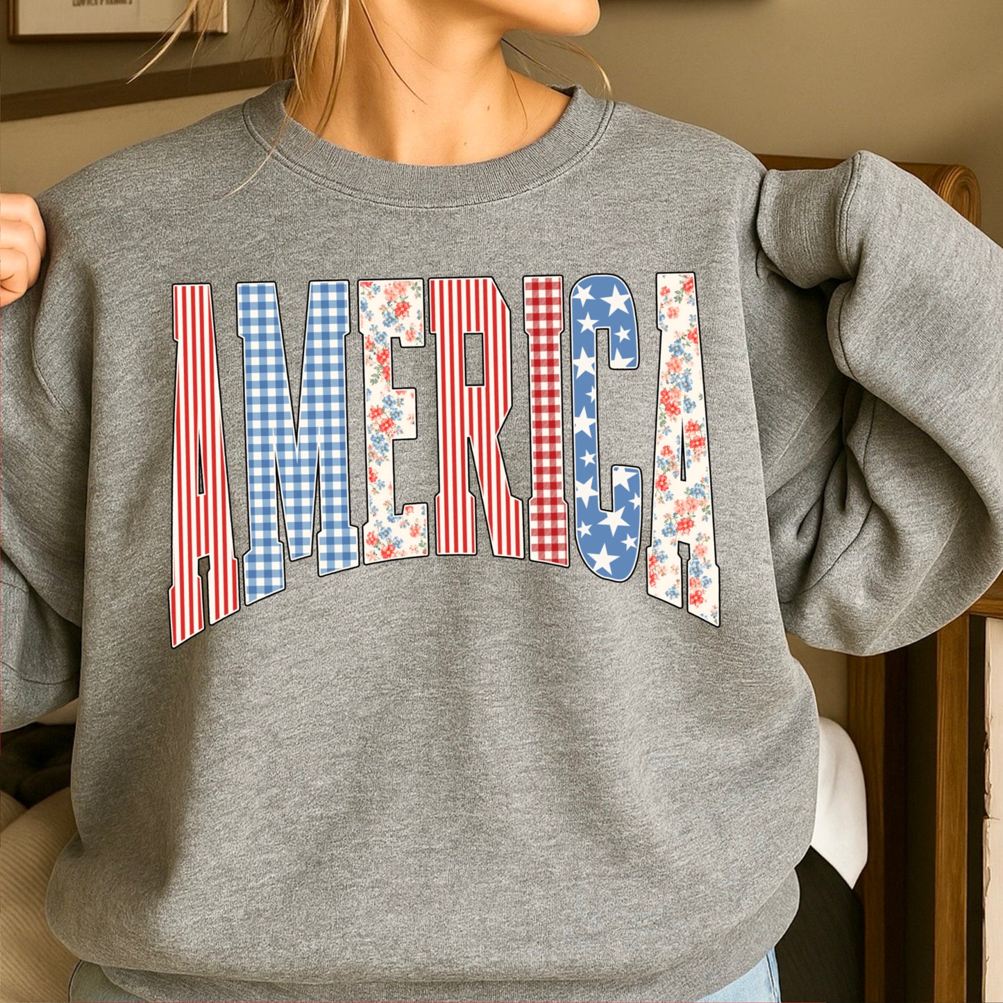 America Cottage Core Crewneck Sweatshirt