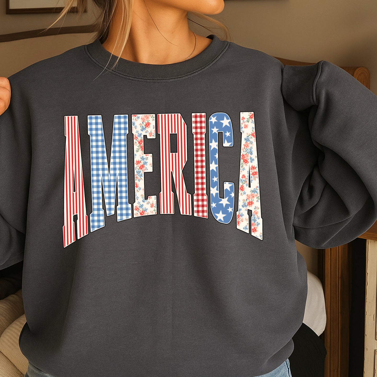 America Cottage Core Crewneck Sweatshirt