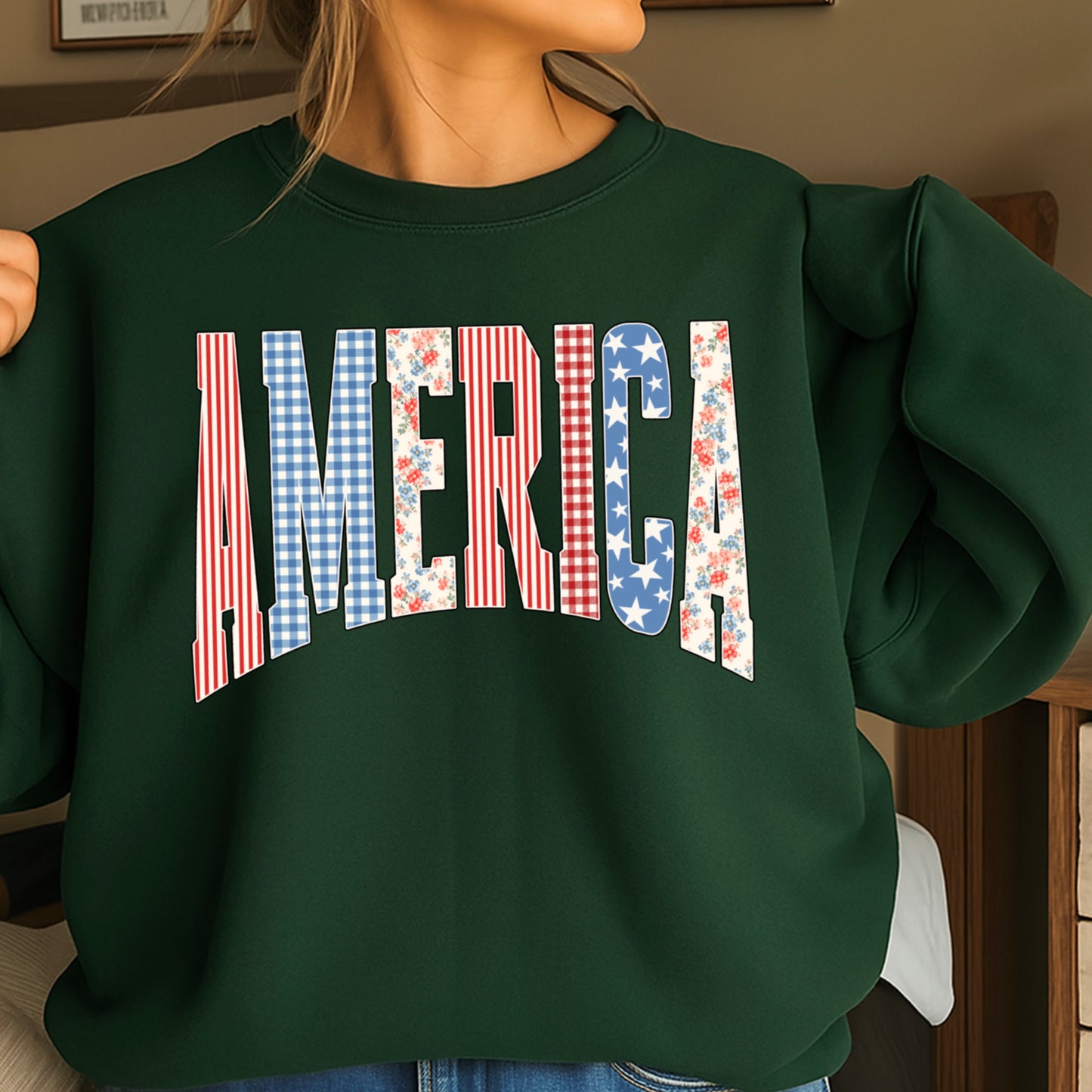 America Cottage Core Crewneck Sweatshirt
