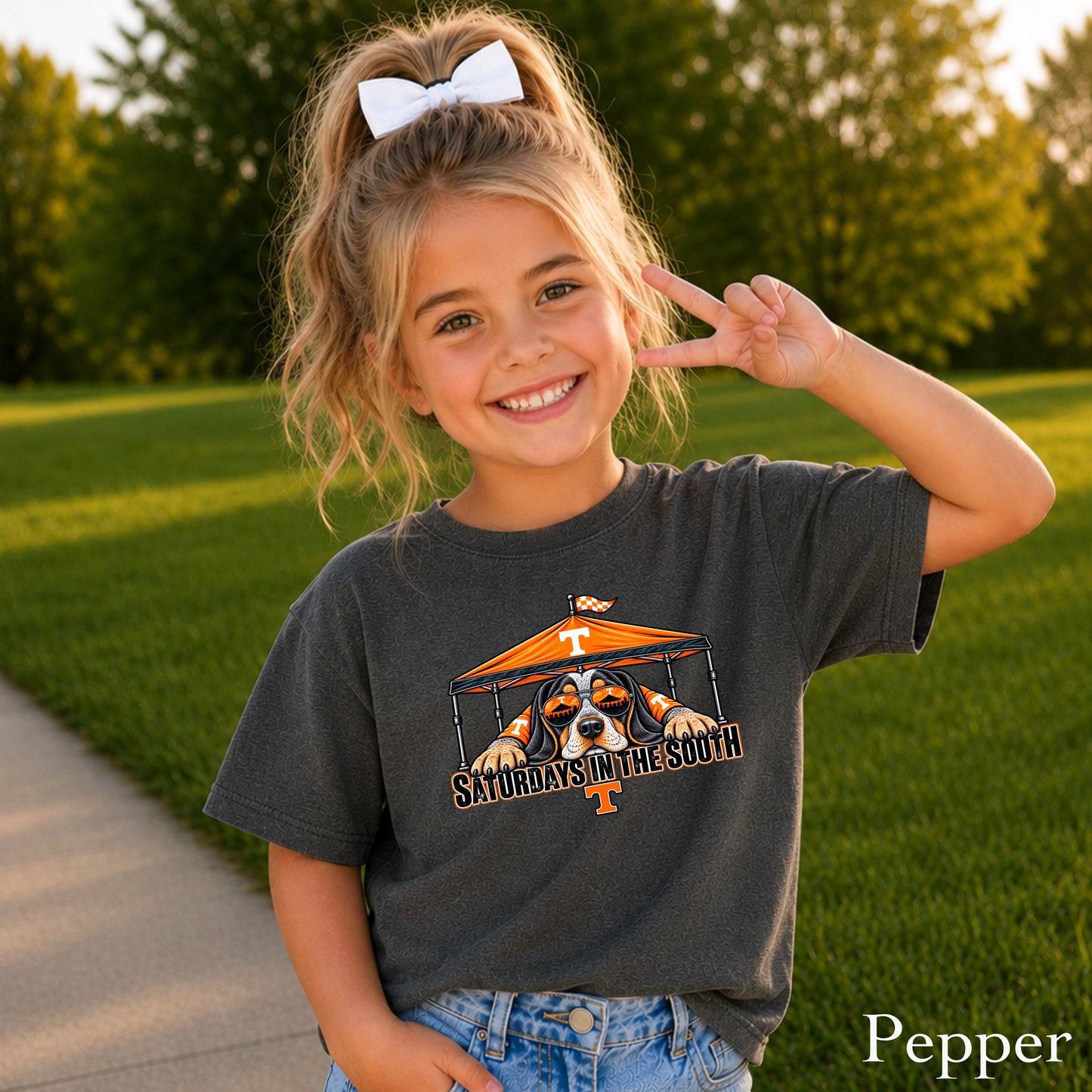 Saturdays In The South Orange & White Youth Comfort Color T-Shirt