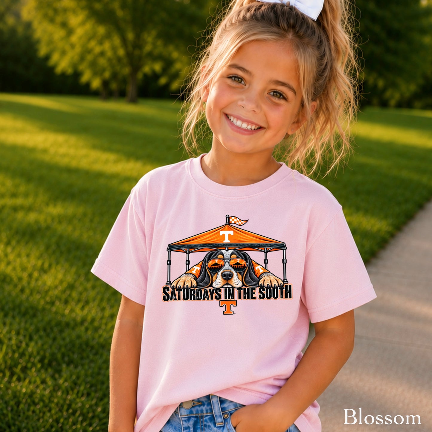 Saturdays In The South Orange & White Youth Comfort Color T-Shirt