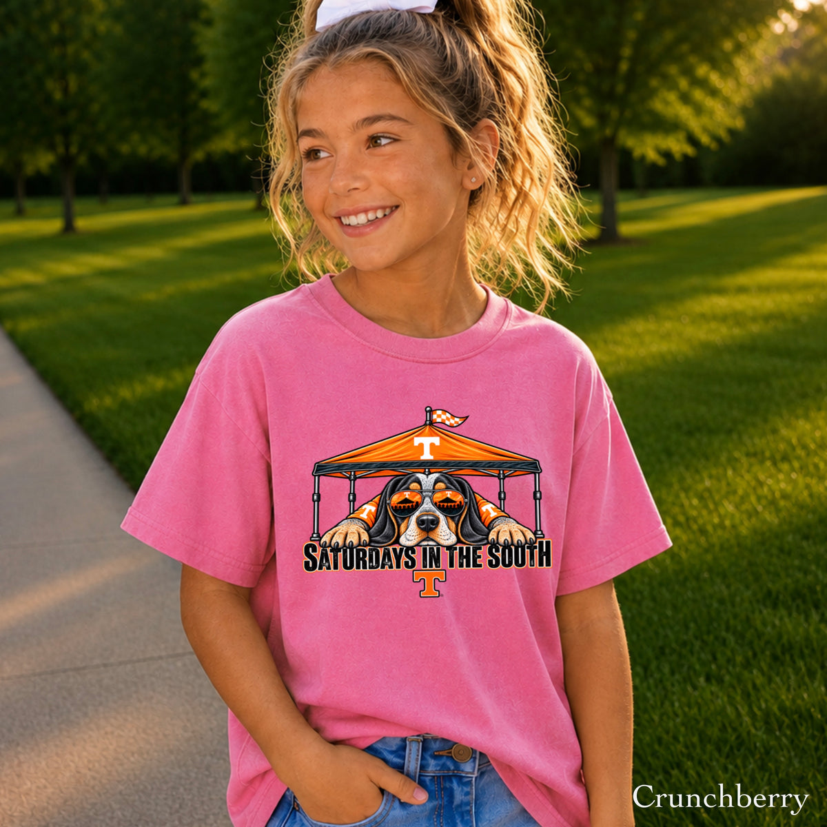 Saturdays In The South Orange & White Youth Comfort Color T-Shirt