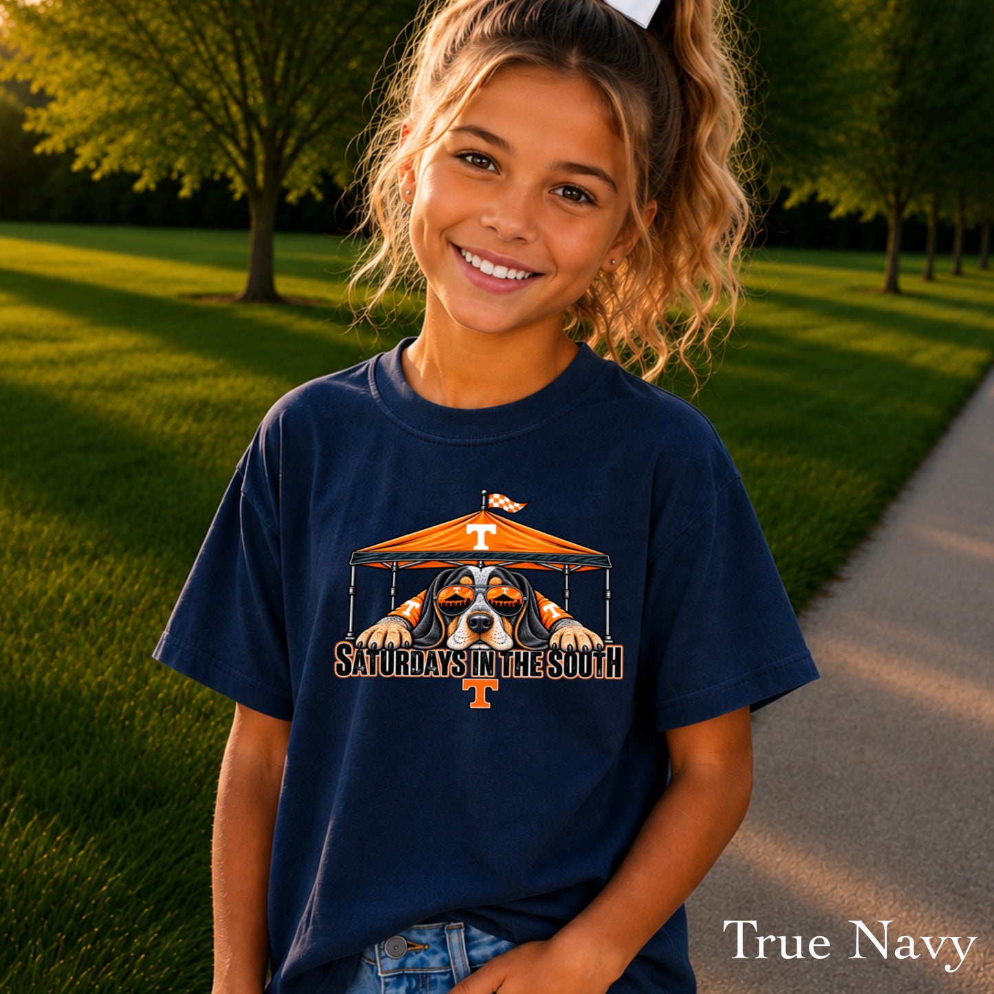 Saturdays In The South Orange & White Youth Comfort Color T-Shirt