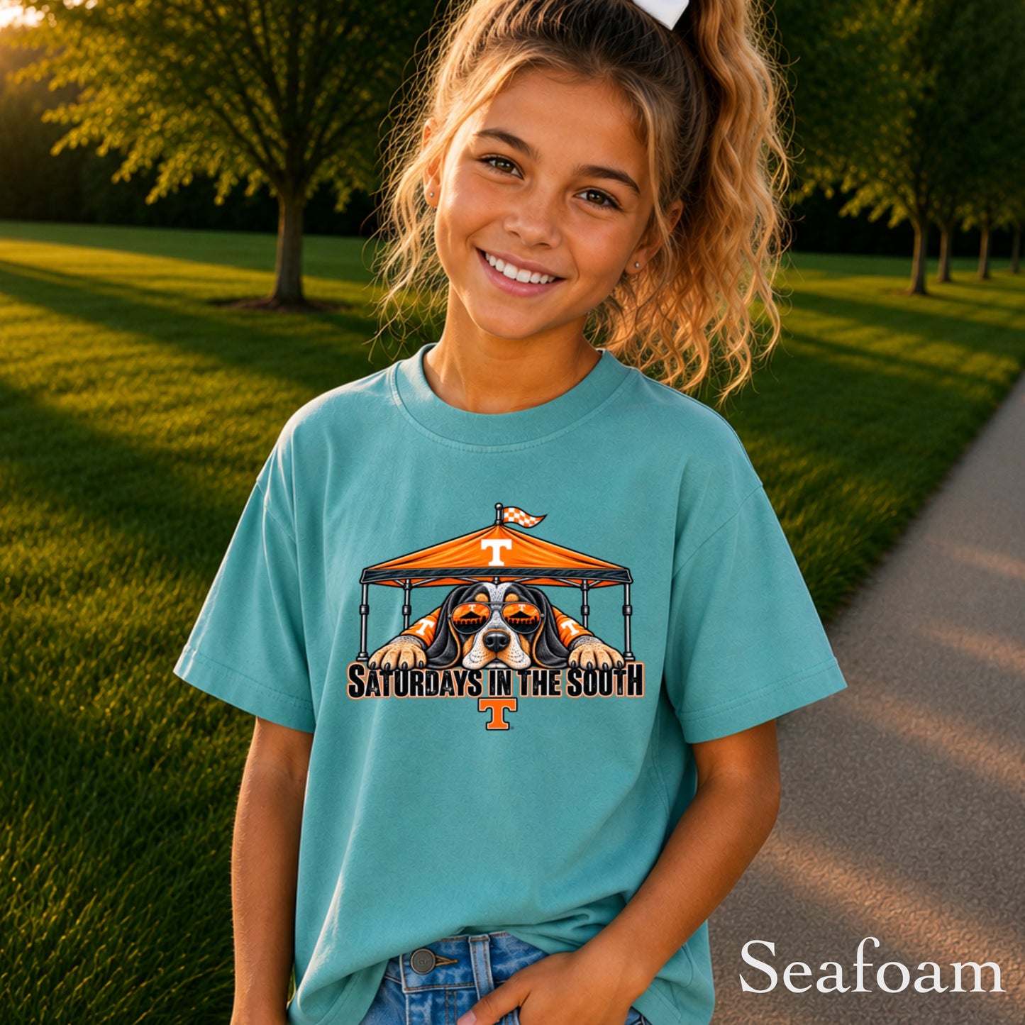 Saturdays In The South Orange & White Youth Comfort Color T-Shirt