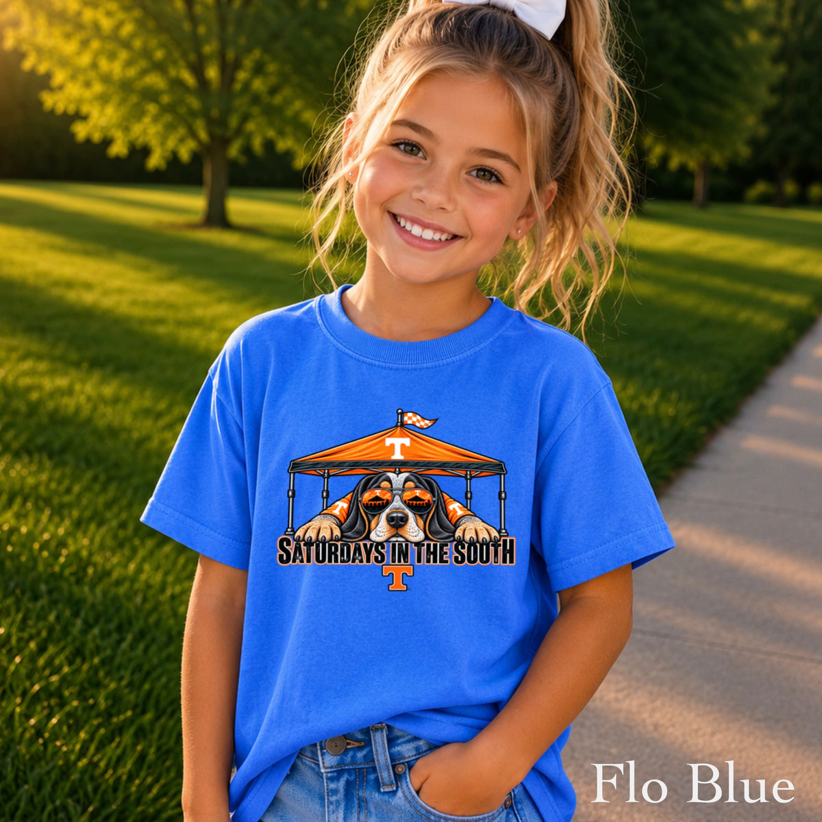 Saturdays In The South Orange & White Youth Comfort Color T-Shirt