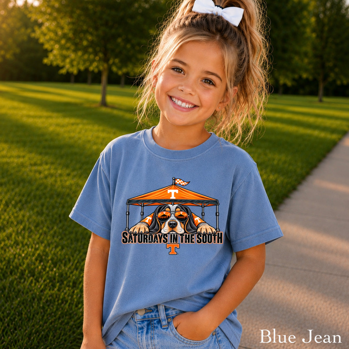 Saturdays In The South Orange & White Youth Comfort Color T-Shirt