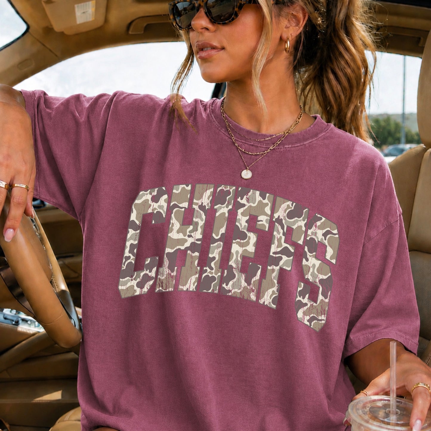 Chiefs Camo Comfort Color Graphic Tee