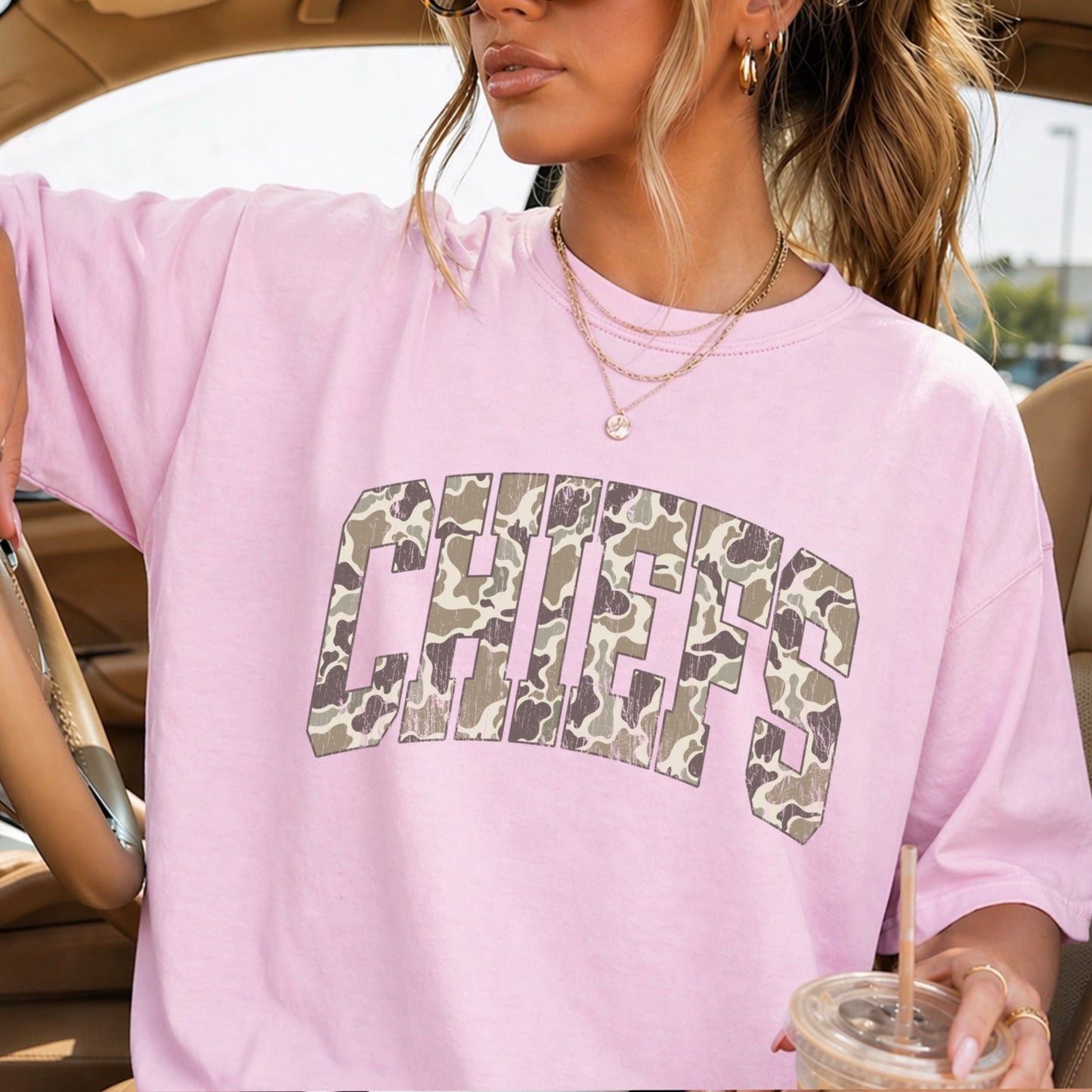 Chiefs Camo Comfort Color Graphic Tee