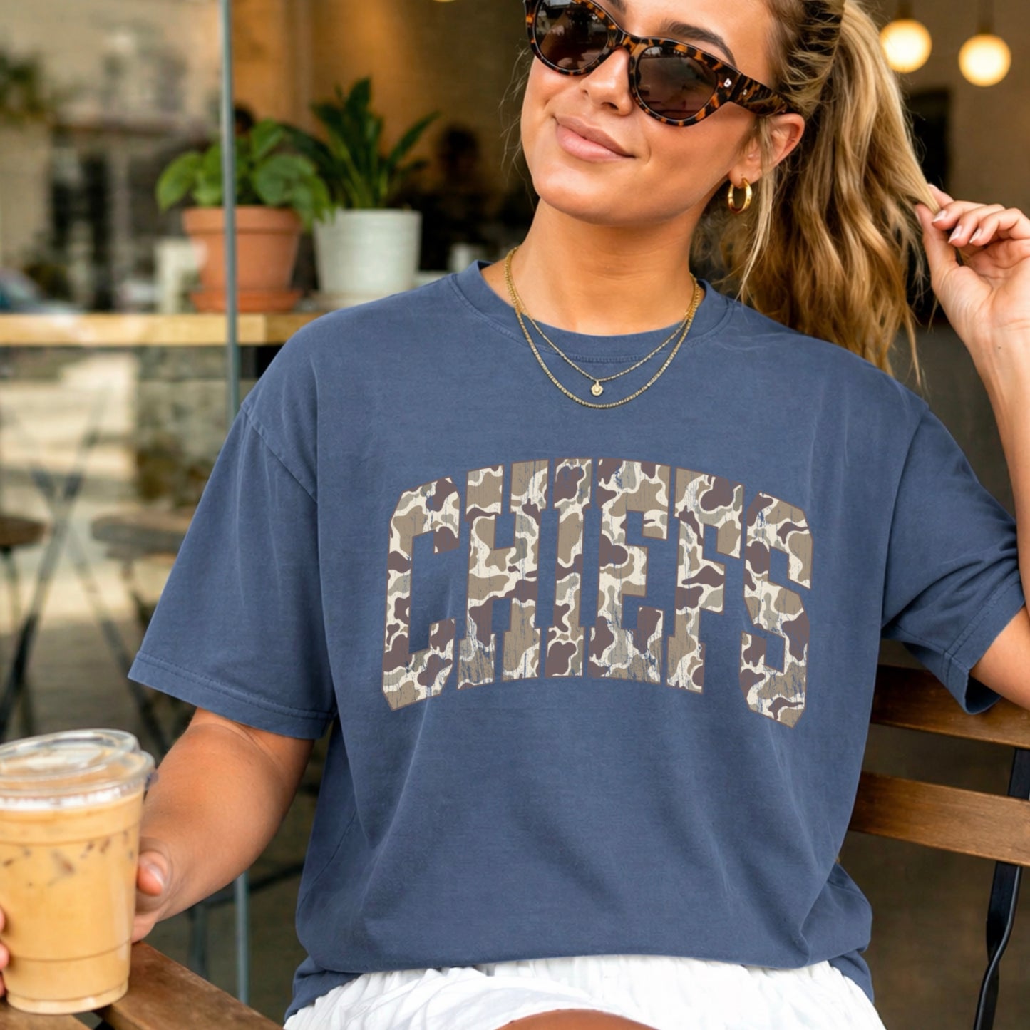 Chiefs Camo Comfort Color Graphic Tee