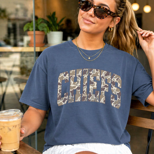Chiefs Camo Comfort Color Graphic Tee