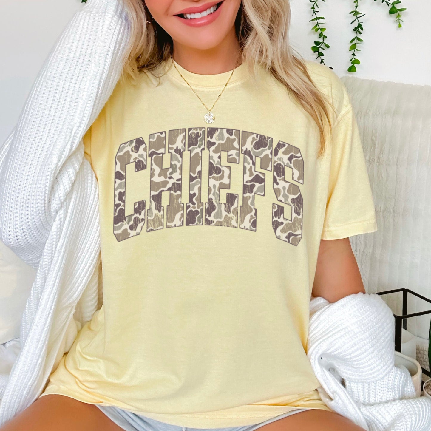 Chiefs Camo Comfort Color Graphic Tee