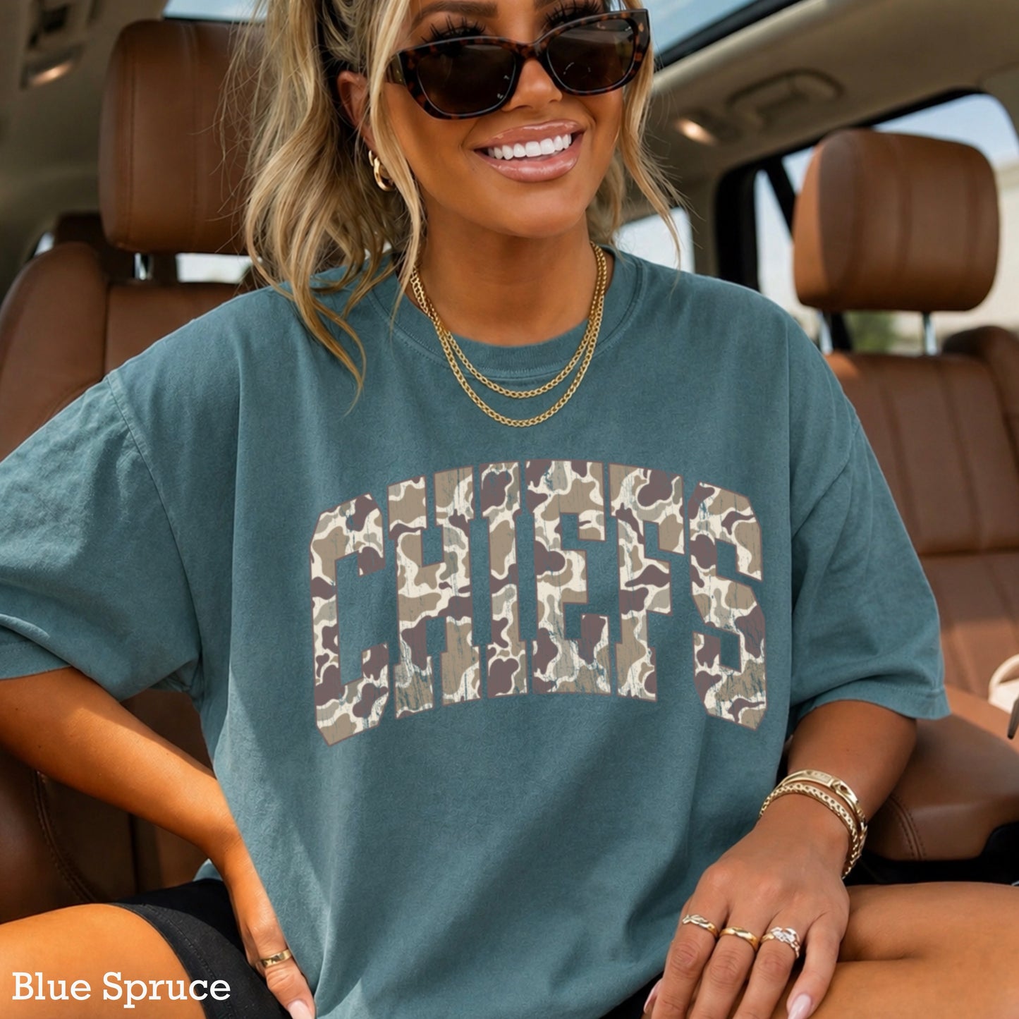 Chiefs Camo Comfort Color Graphic Tee