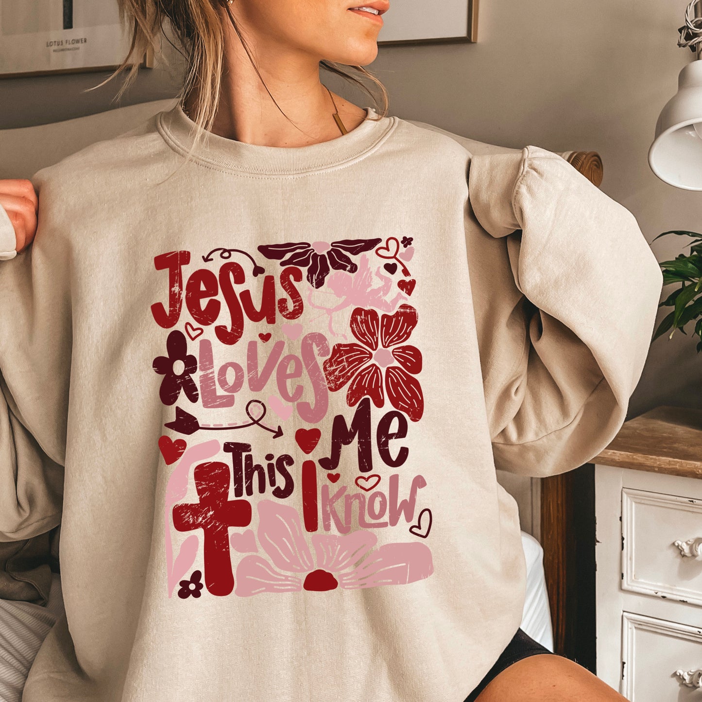 Jesus Loves Me Valentine’s Day Crewneck Sweatshirt