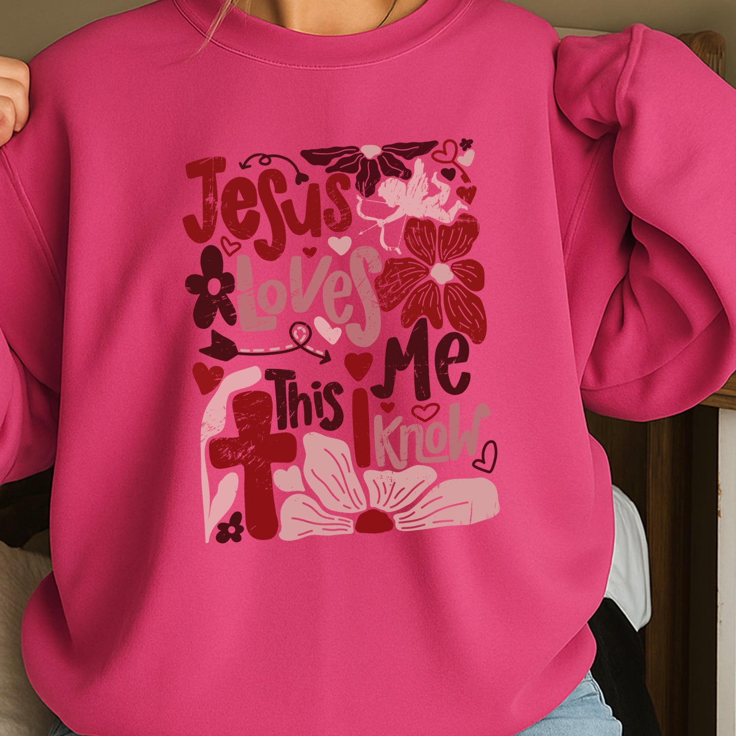Jesus Loves Me Valentine’s Day Crewneck Sweatshirt