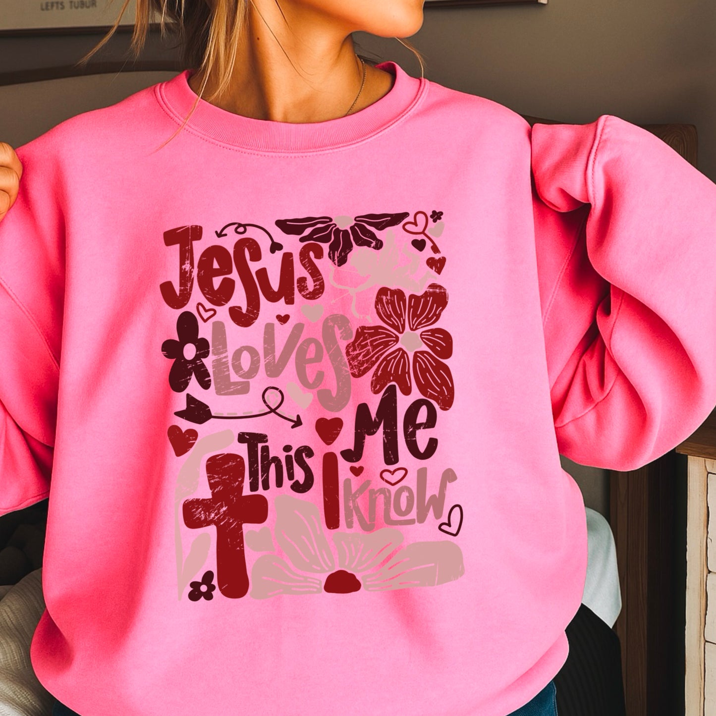 Jesus Loves Me Valentine’s Day Crewneck Sweatshirt
