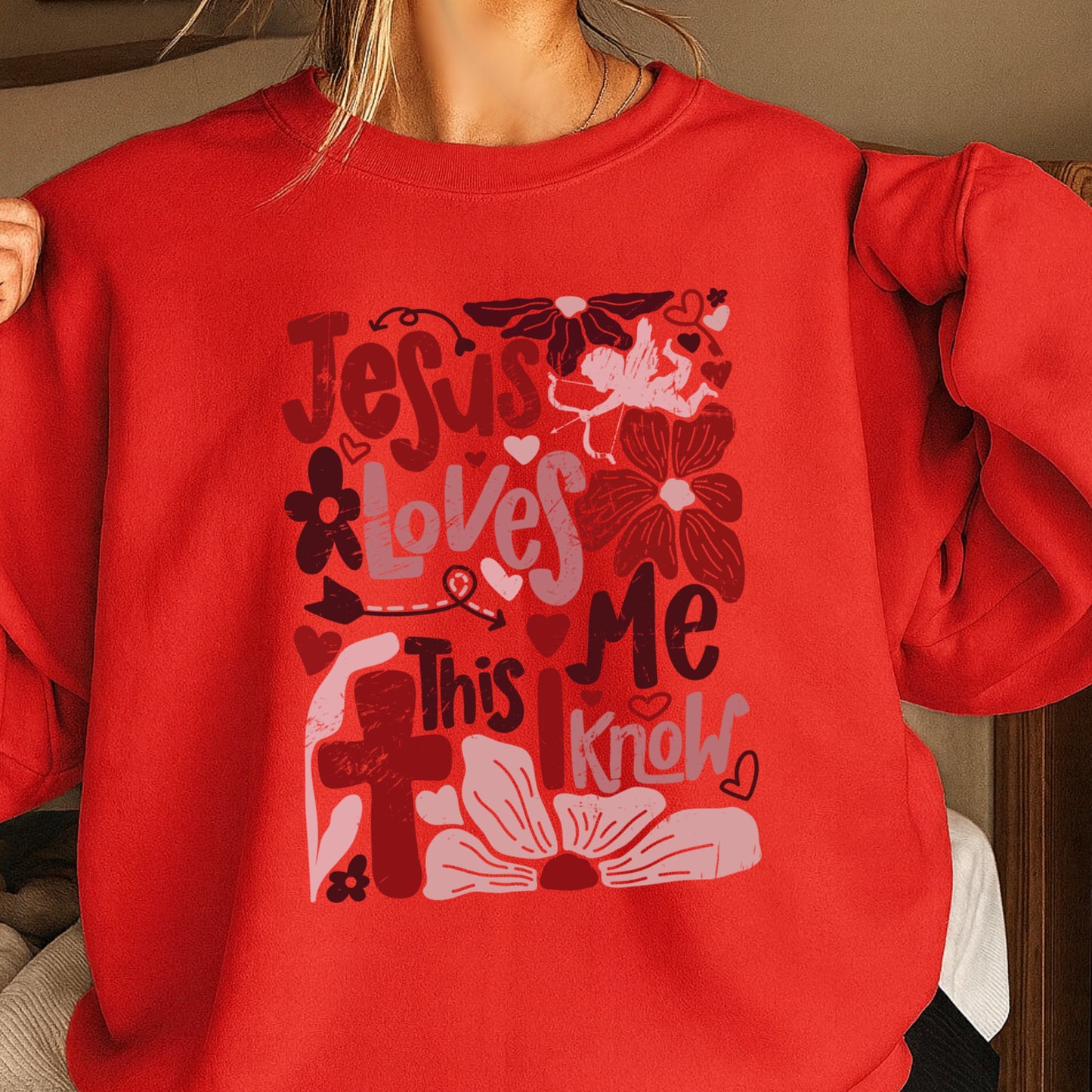 Jesus Loves Me Valentine’s Day Crewneck Sweatshirt