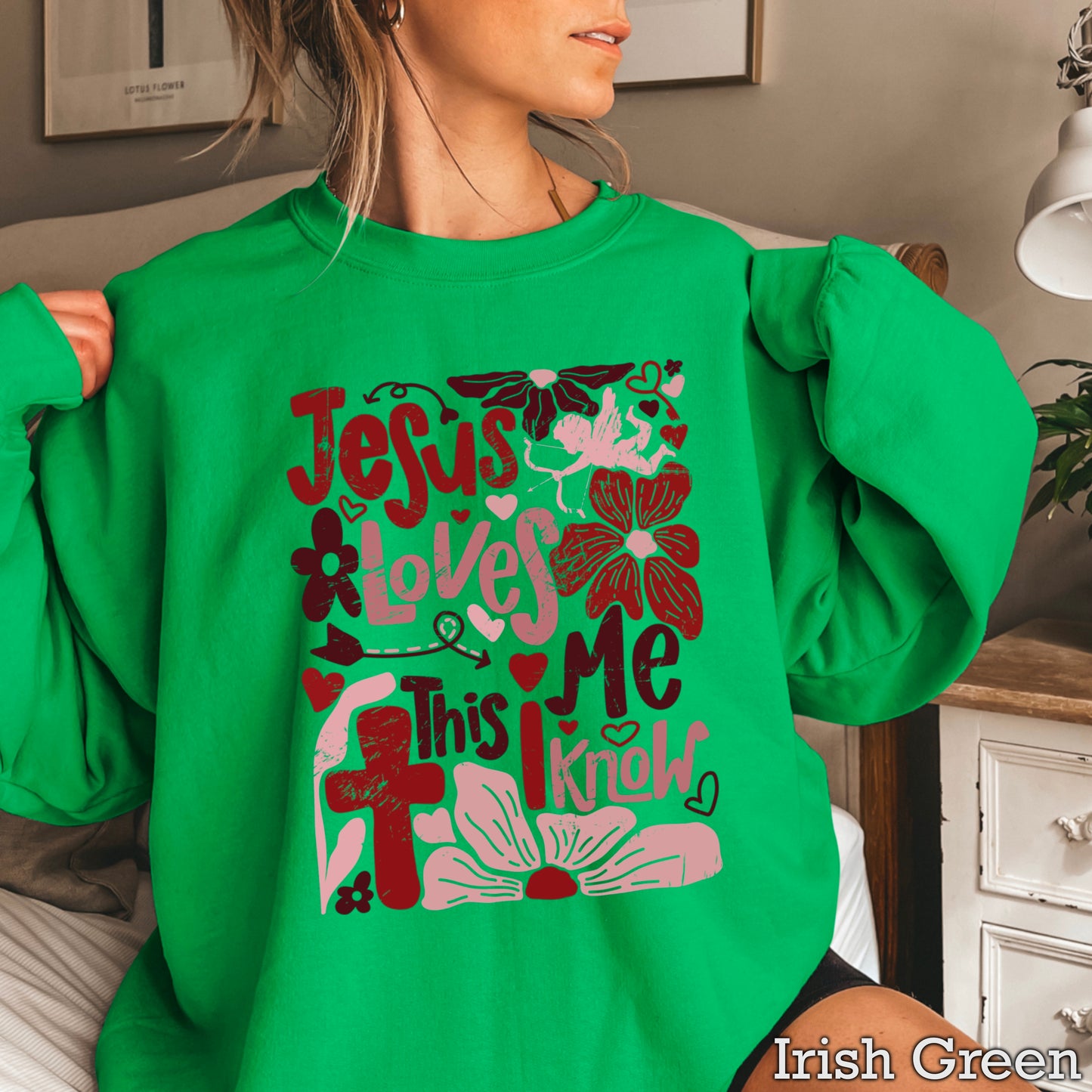 Jesus Loves Me Valentine’s Day Crewneck Sweatshirt