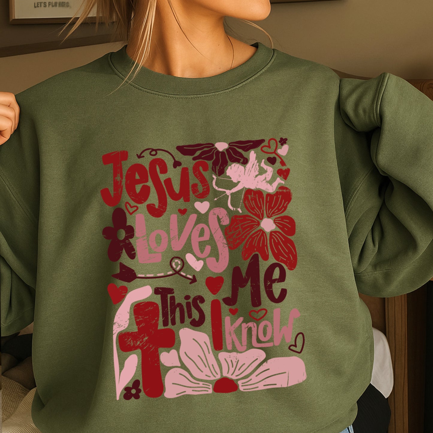 Jesus Loves Me Valentine’s Day Crewneck Sweatshirt