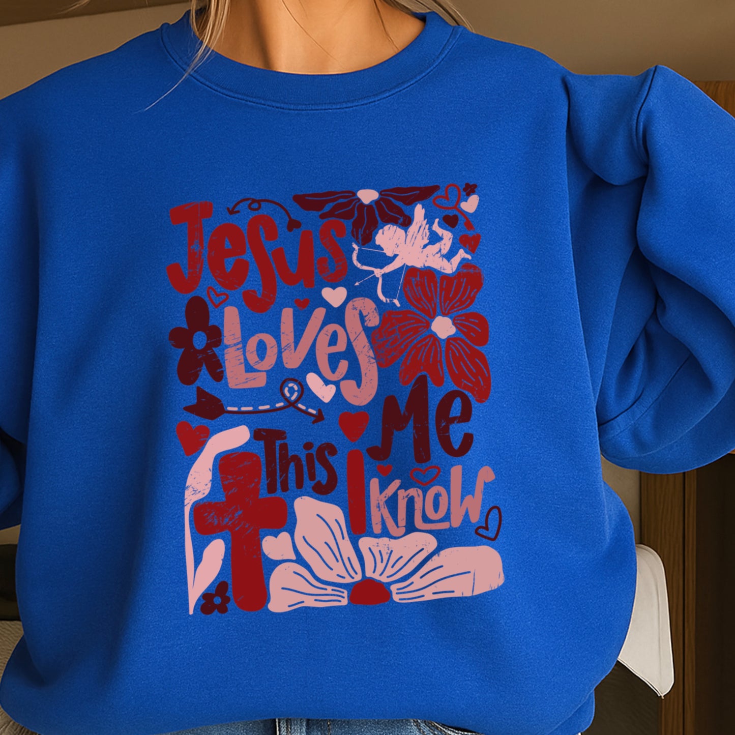 Jesus Loves Me Valentine’s Day Crewneck Sweatshirt