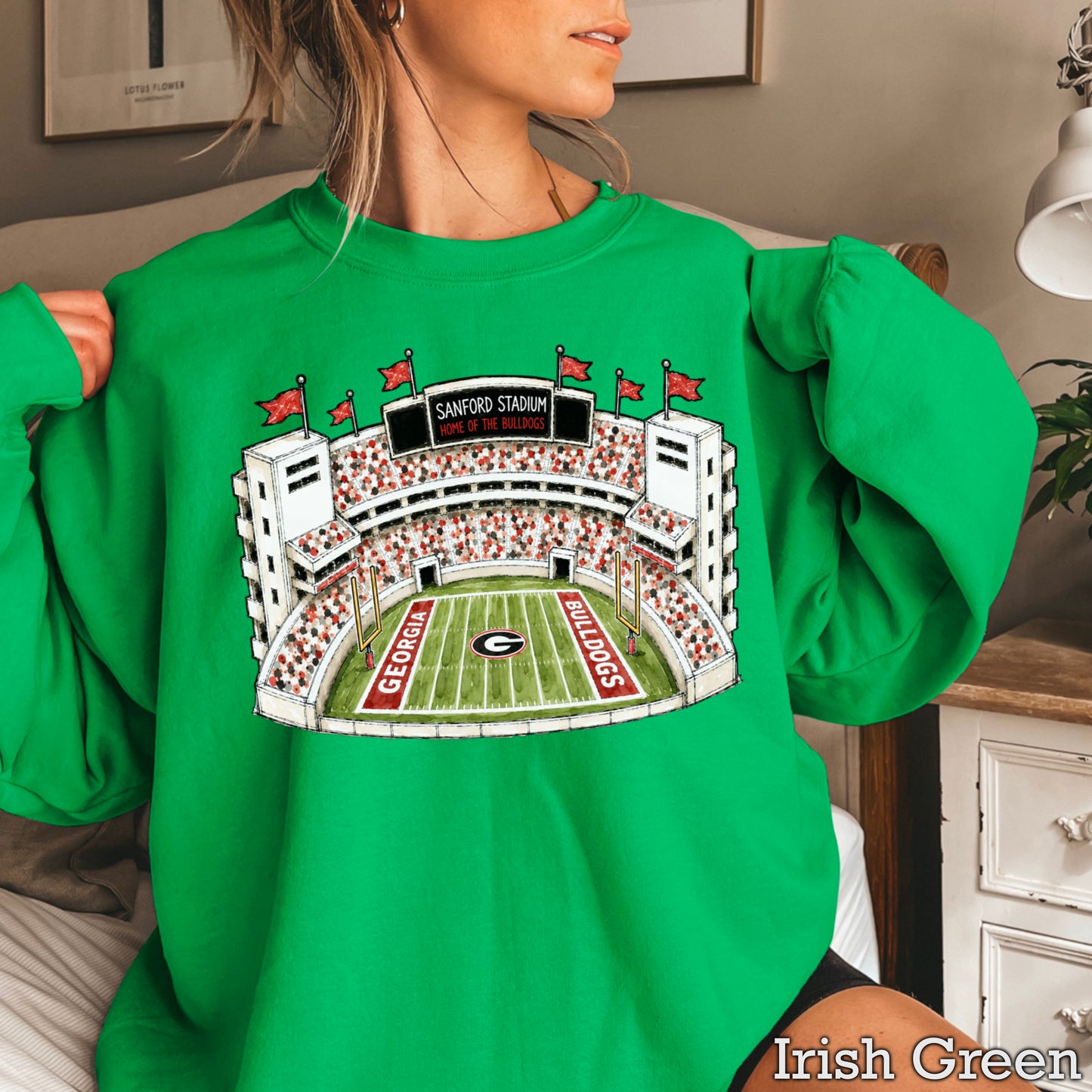 Red & Black College Stadium Crewneck Sweatshirt