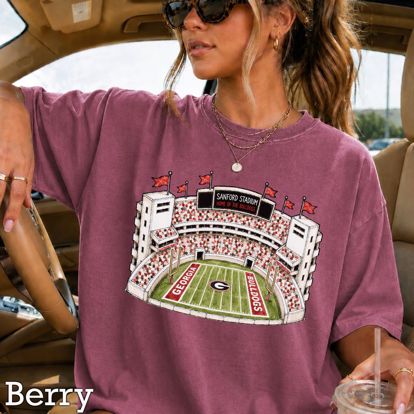 Red & Black College Stadium Comfort Color Graphic Tee